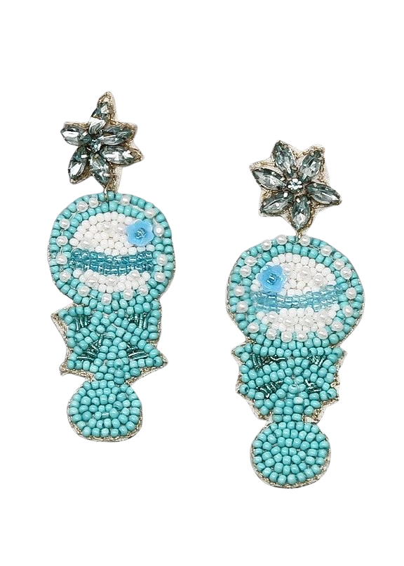 Blue Baby Rattle Seed Bead Earrings