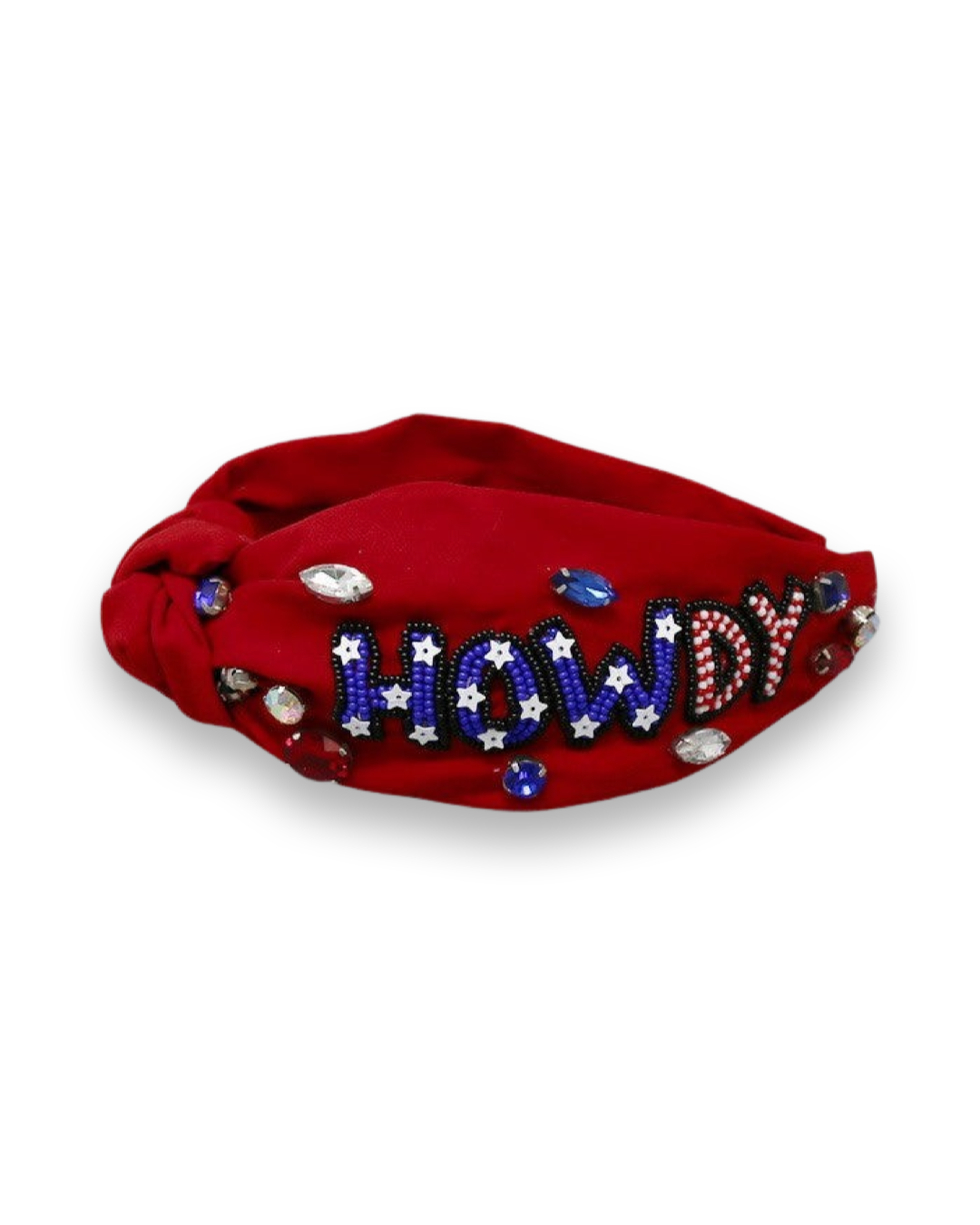 Red HOWDY American Flag Pattern Front Knot Headband