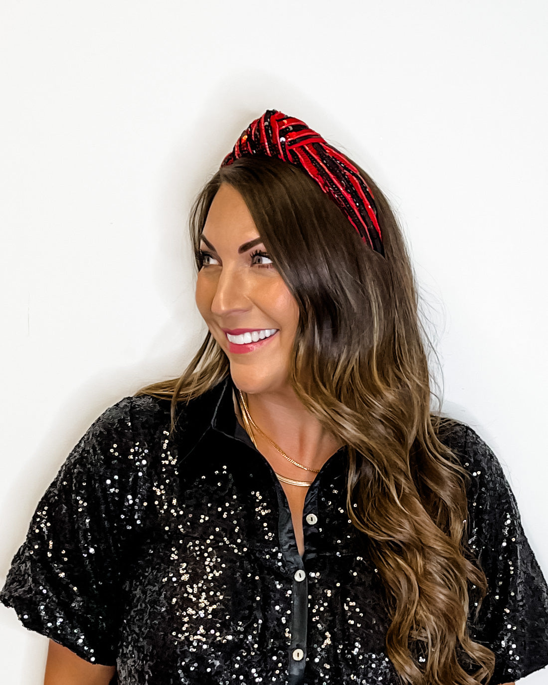 Team Color Stripe Sequin Knotted Headband