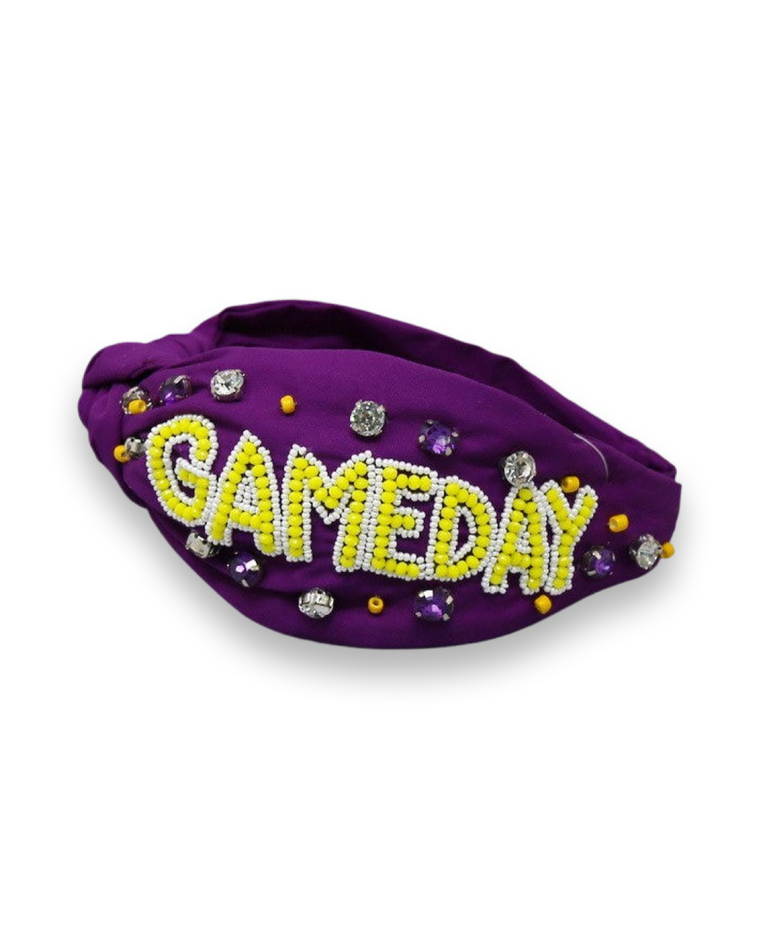Yellow/ Purple GAME DAY Beaded Front Knot Headband