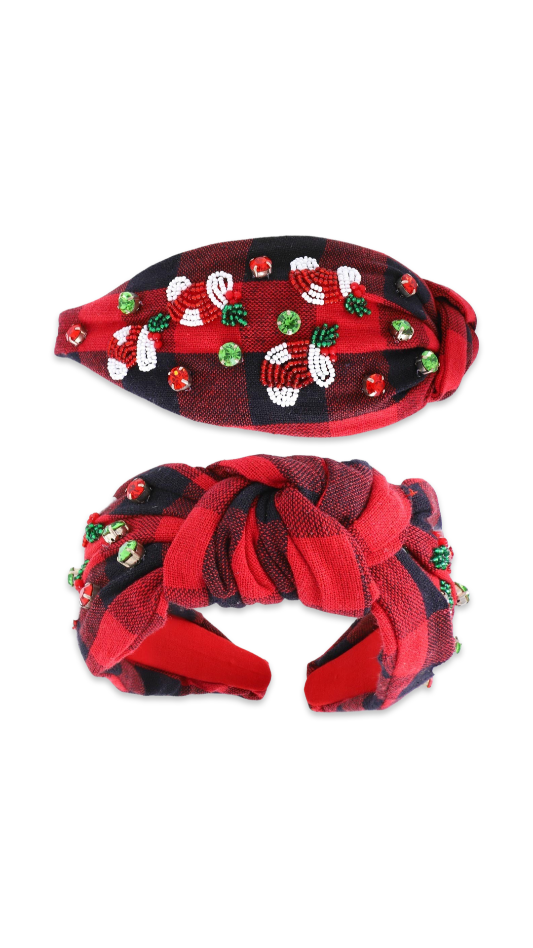 Stockings Gingham Christmas Knotted Headband