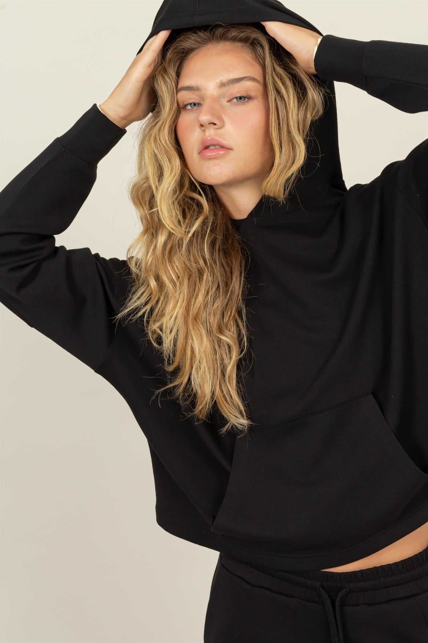 Black Hooded Pocket Sweatshirt