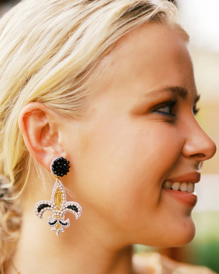 Beaded Fleur De Lis Earrings