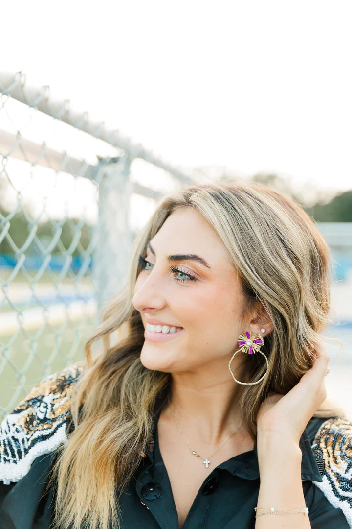 Purple & Gold Sunburst Earrings