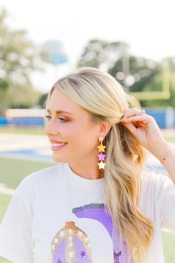 Purple & Gold Star Earrings