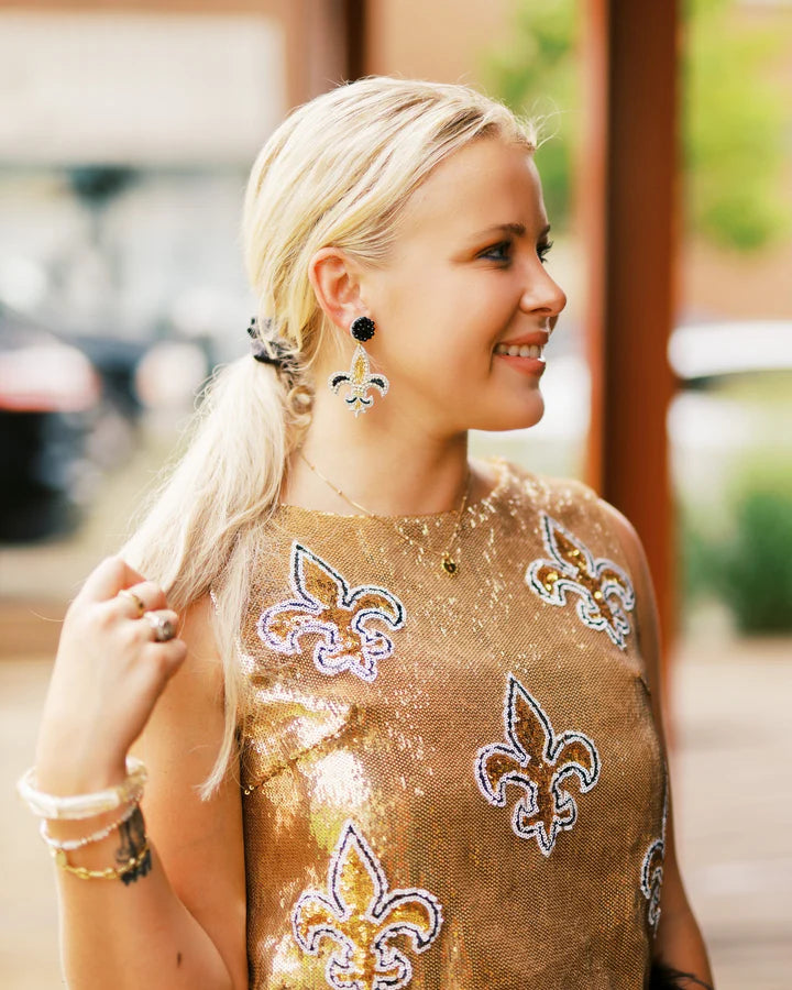 Beaded Fleur De Lis Earrings