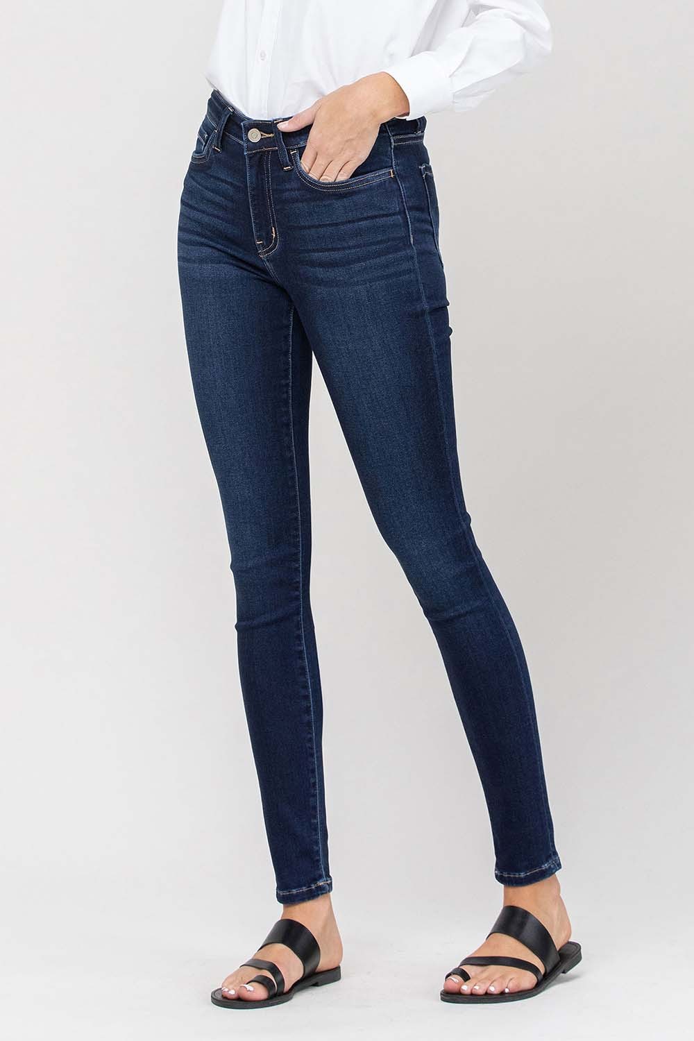 Mid Rise Super Stretchy Ankle Skinny Jeans