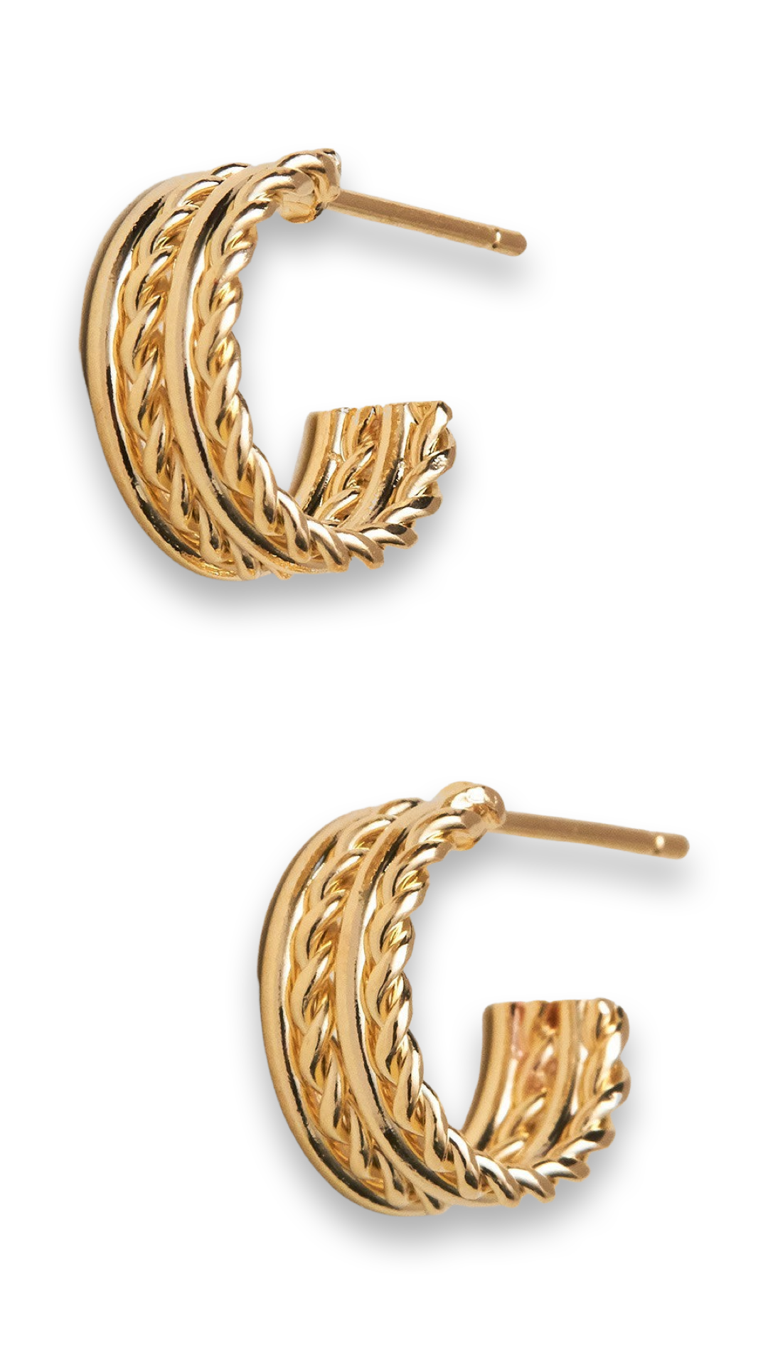 Gold Multi Row Mini Twist Huggie Earrings
