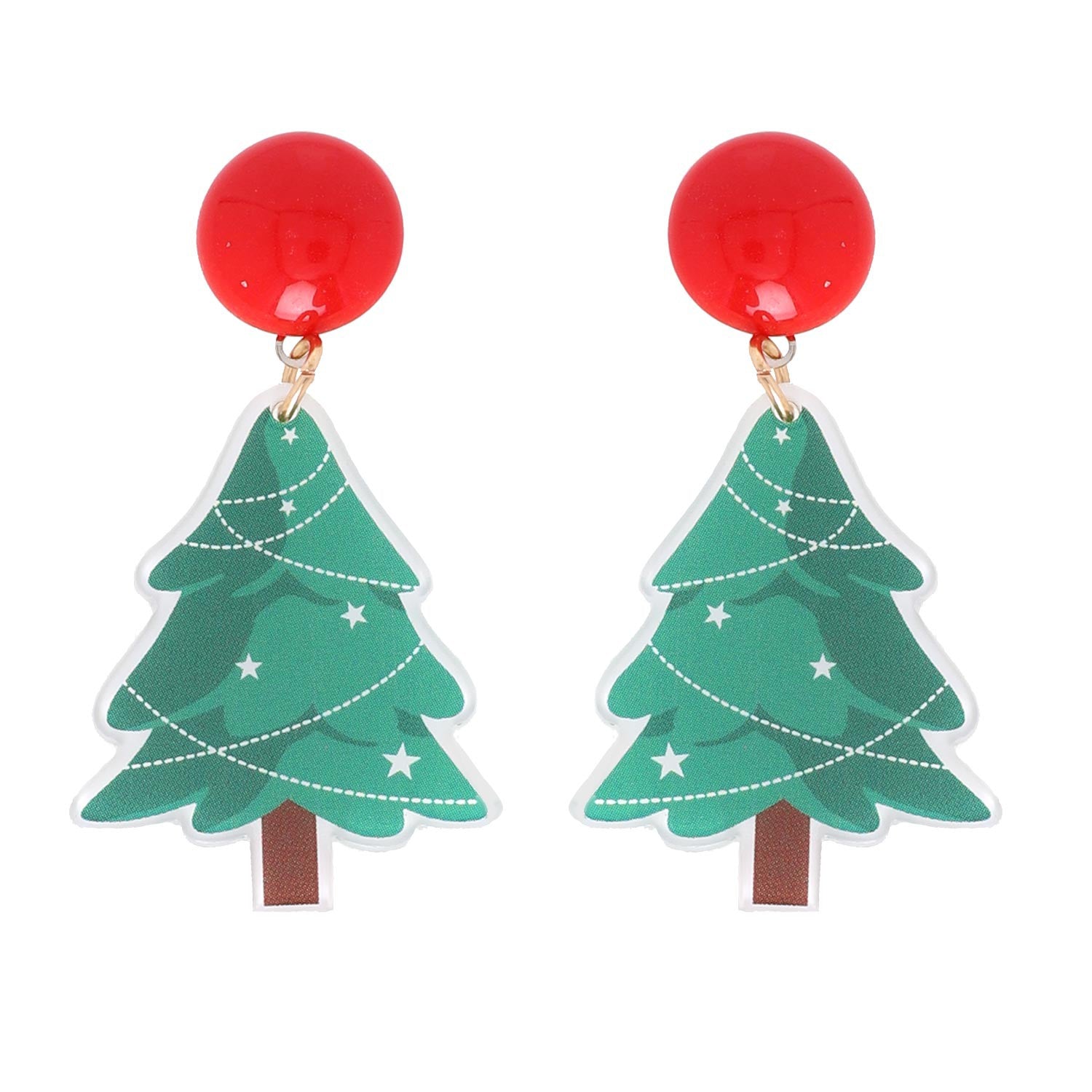 Acrylic Green Tree Earrings