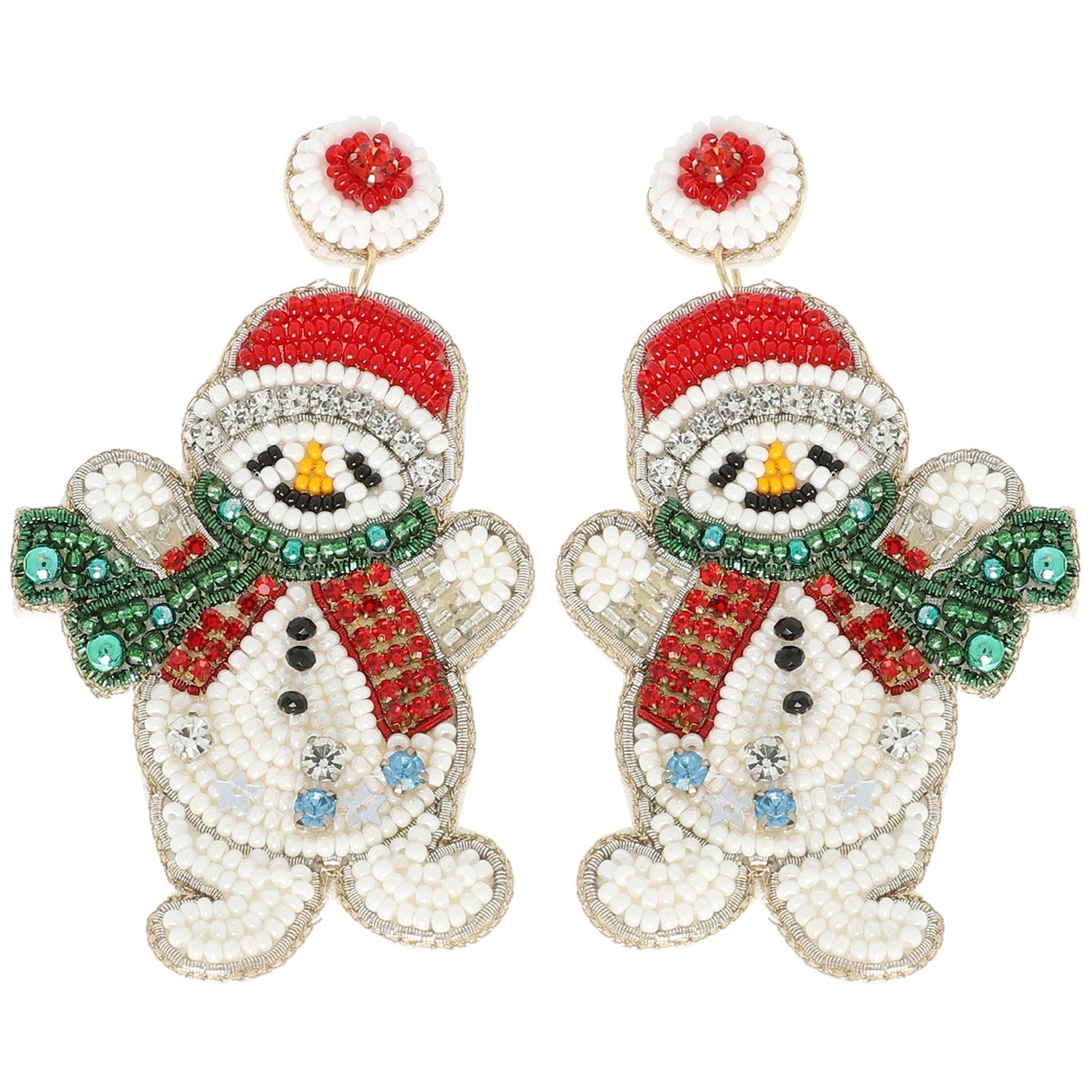 Snowman with Scarf Beaded Earrings