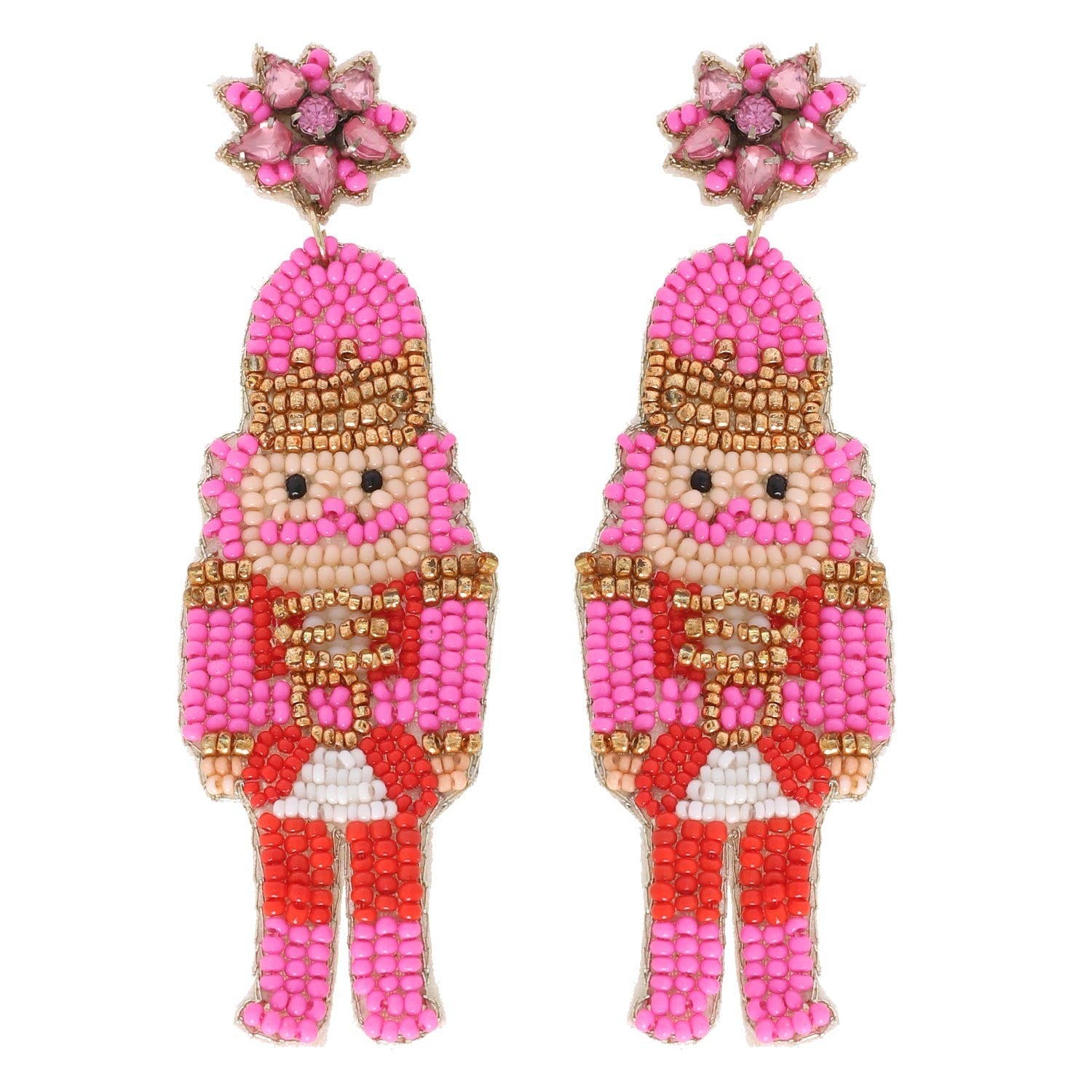 Pink Nutcracker Beaded Earrings