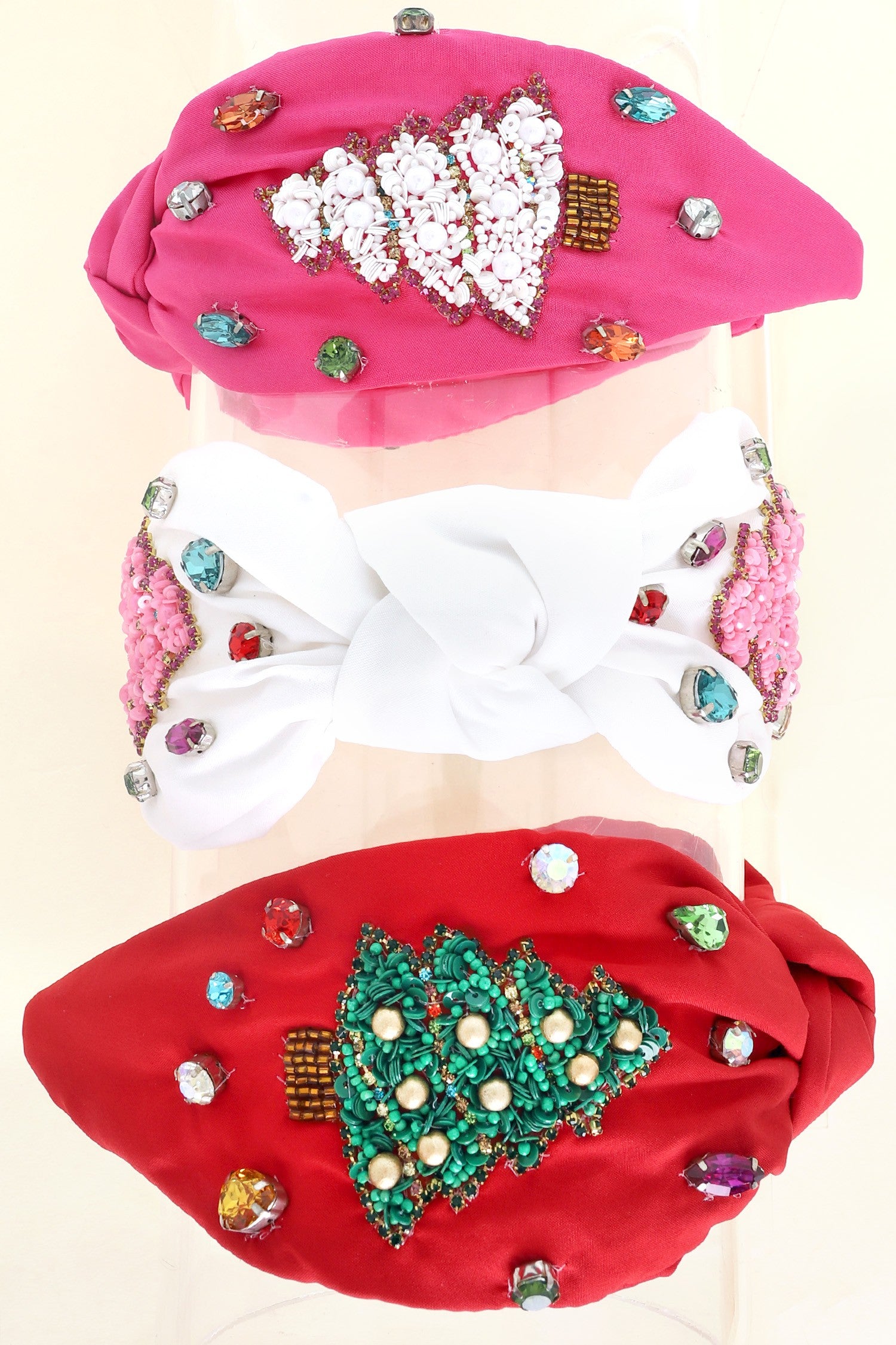 Jeweled Christmas Tree Knot Headband