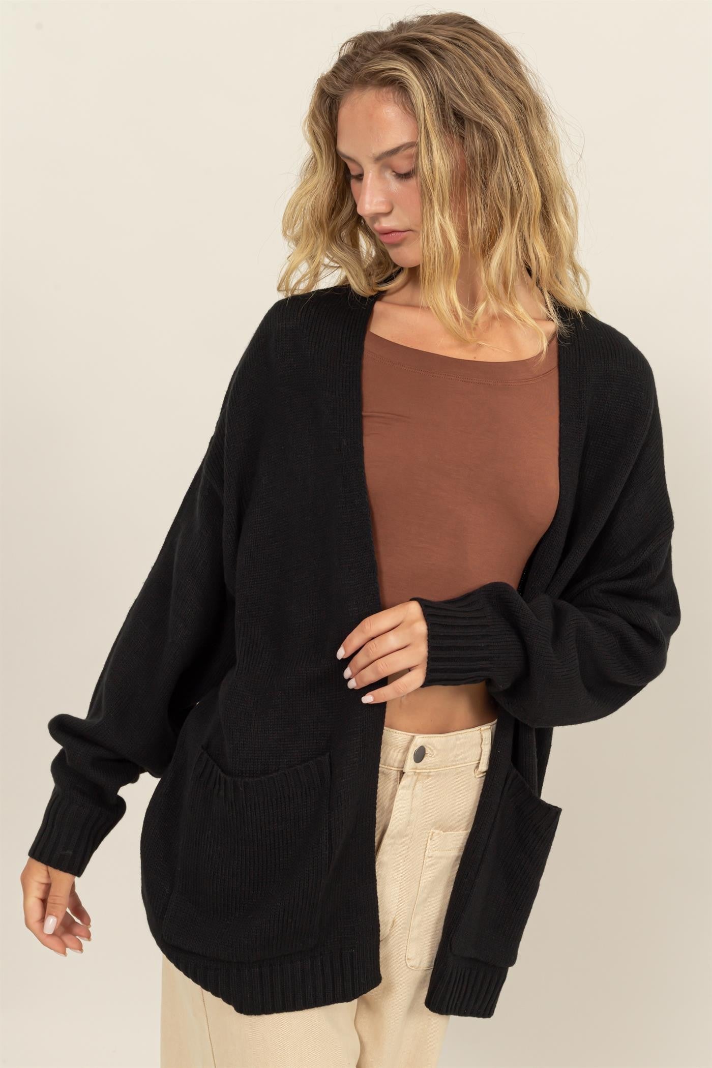 Black Pocket Cardigan