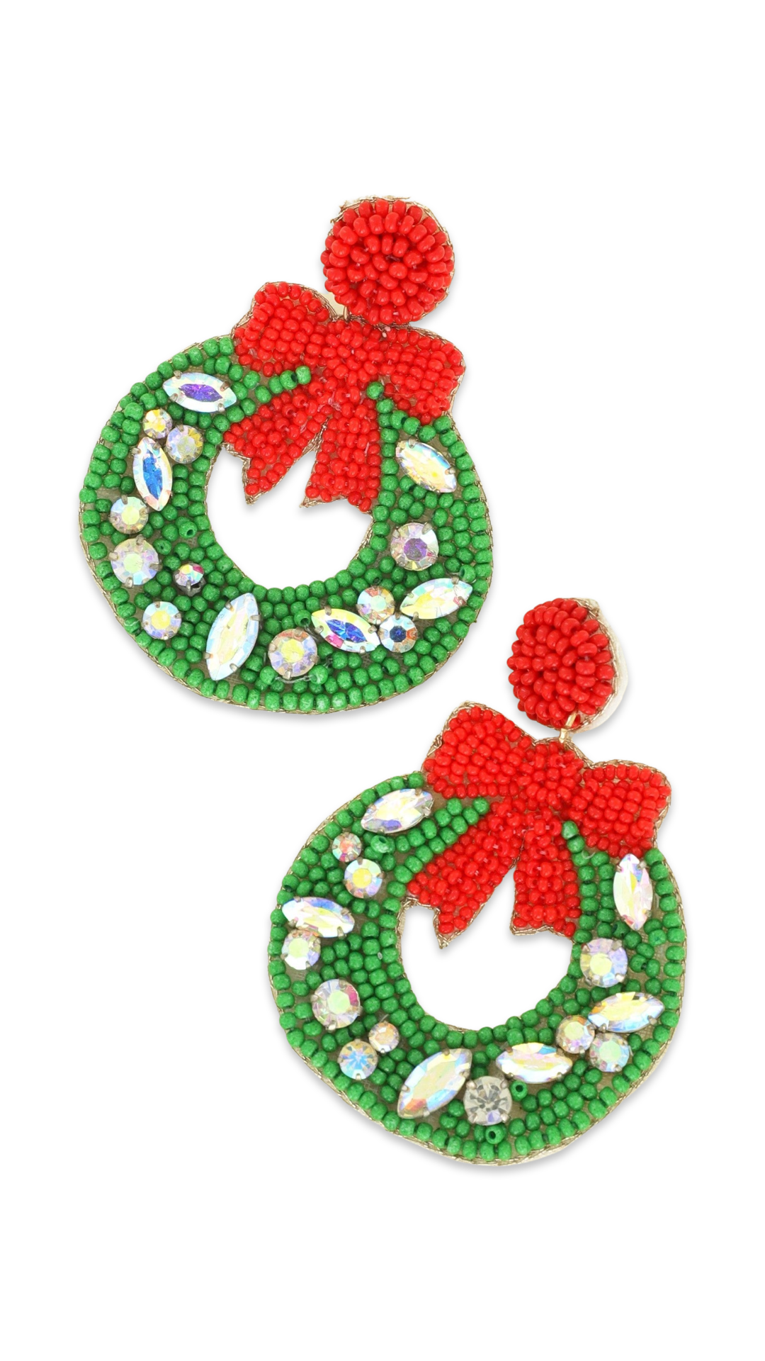 Christmas Wreath Beaded Earrings