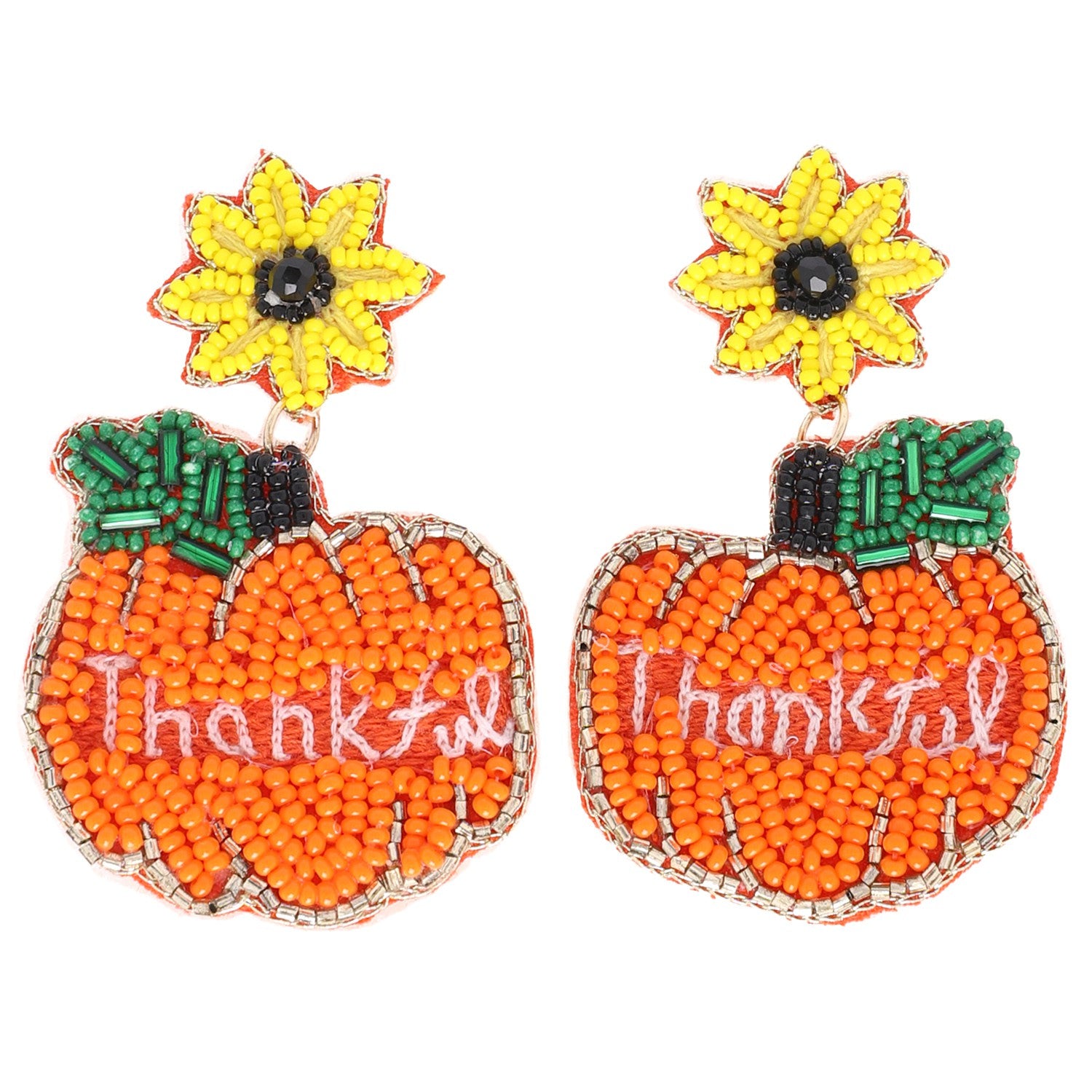 Sunflower Thankful Pumpkin Earrings