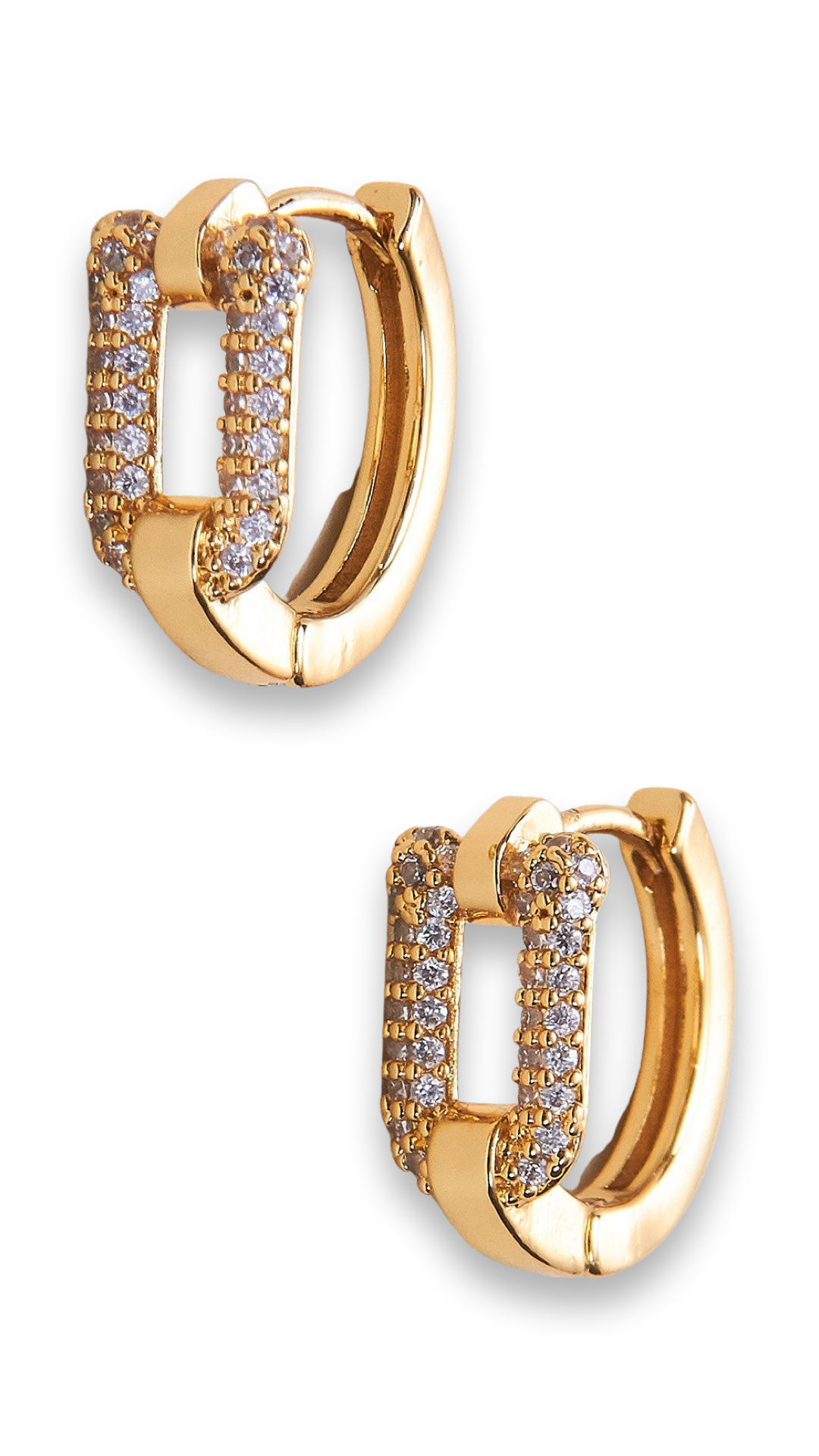 Gold 14K Dipped Rhienstone Huggie Earrings
