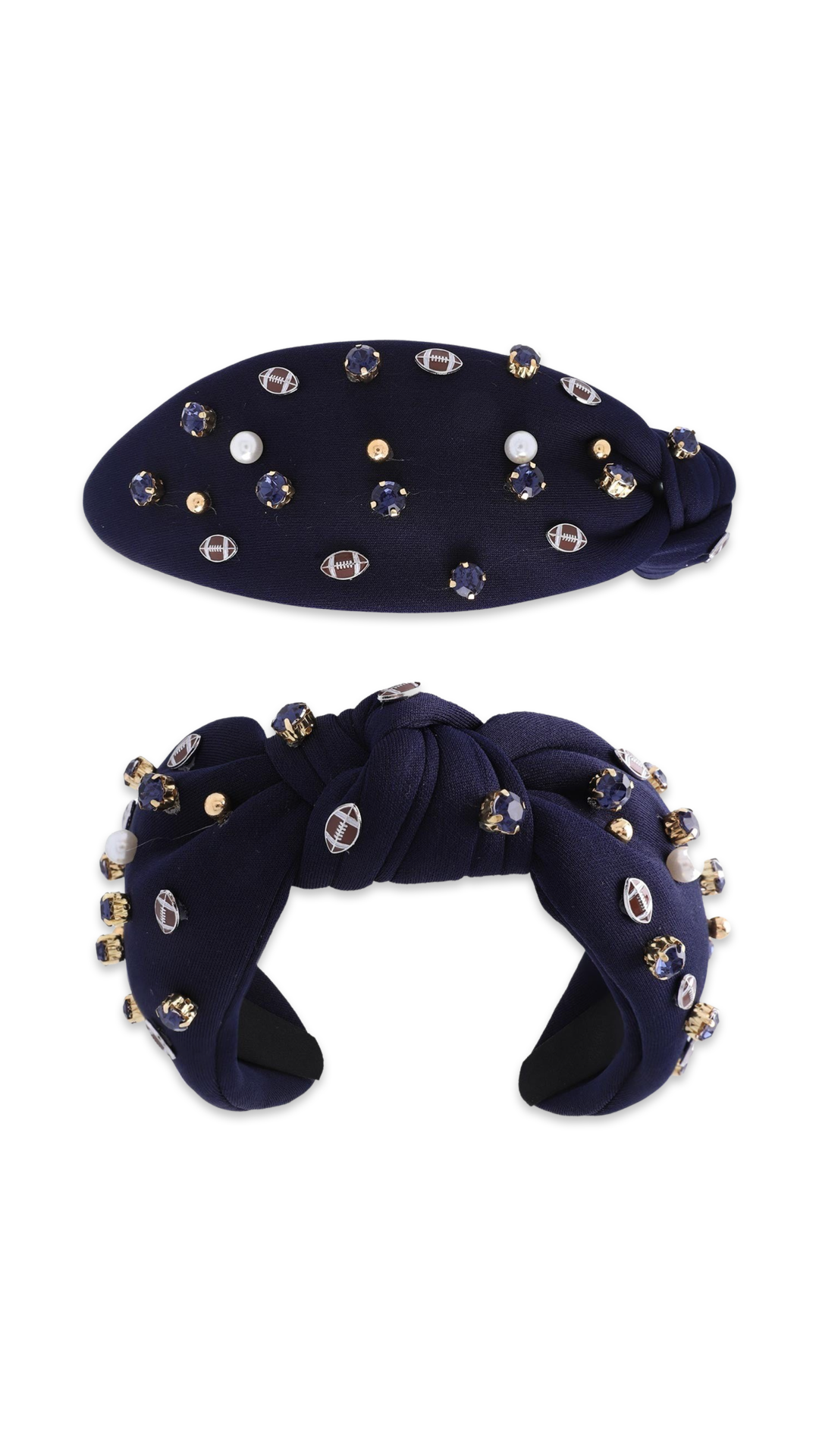 Navy Game Day Football Knotted Headband