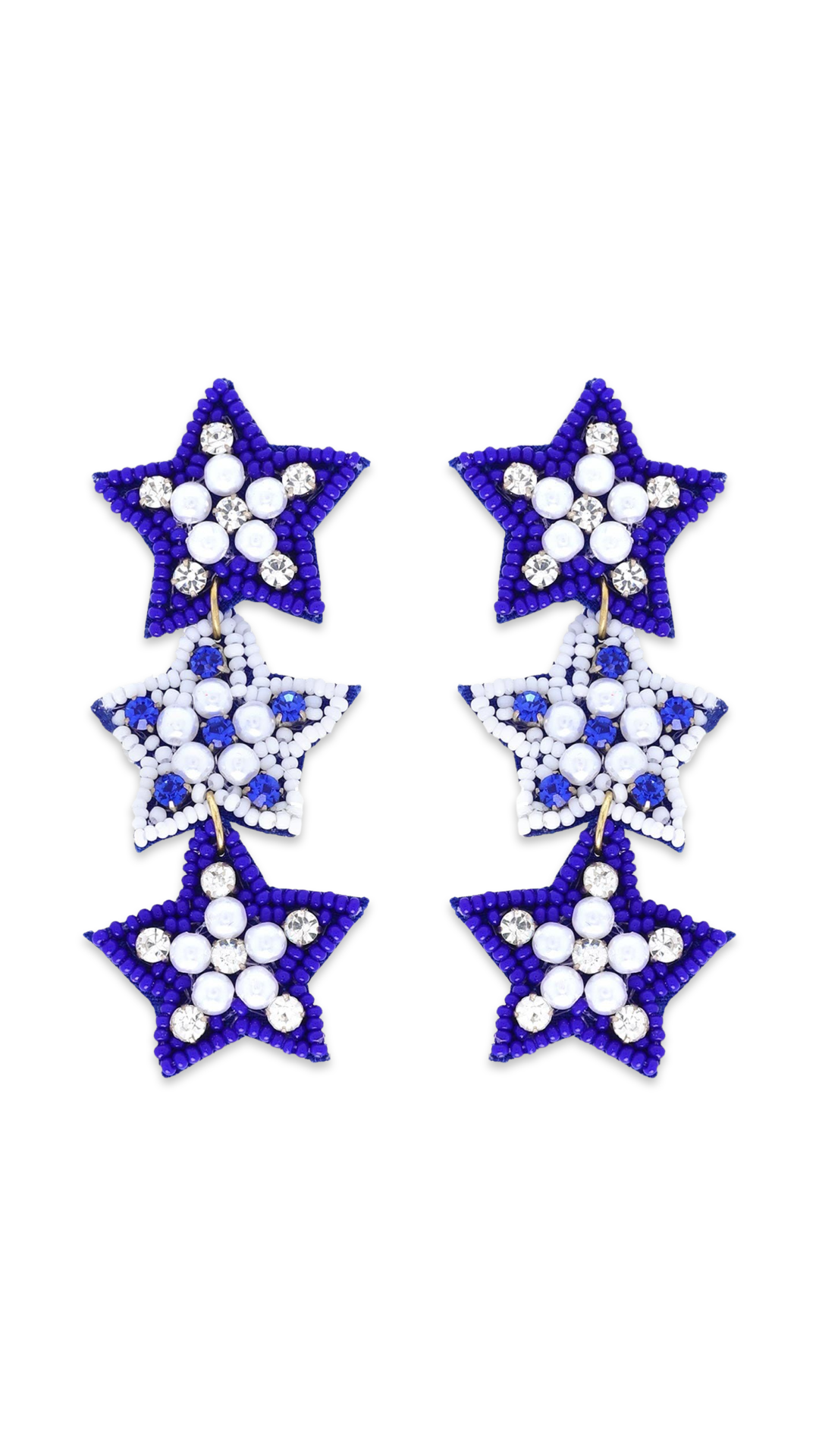 Jeweled Game Day Star Beaded Drop Earrings
