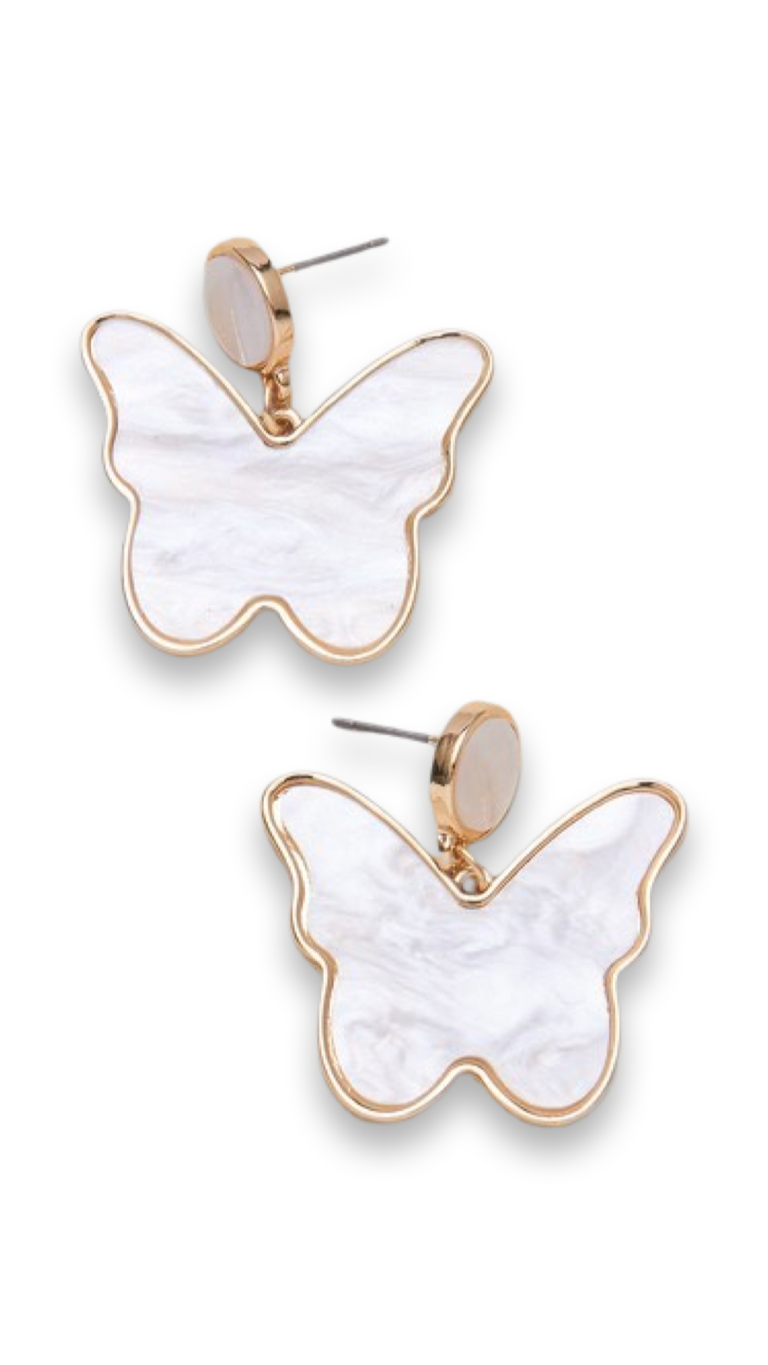 Gold Mother of Pearl Post Drop Earrings
