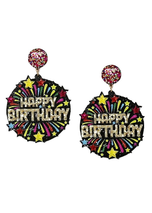 Happy Birthday Glitter Earrings