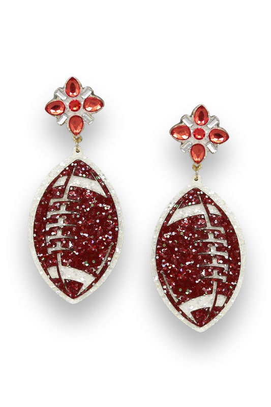 Football Glitter & Rhinestone Earrings
