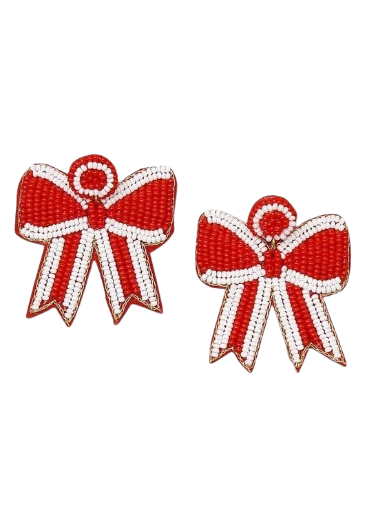 Game Day Bow Beaded Earrings