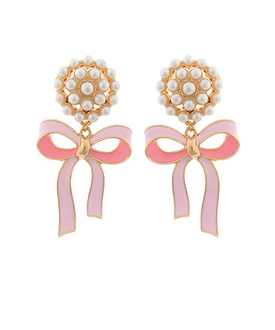 Light Pink Bow Drop Earrings