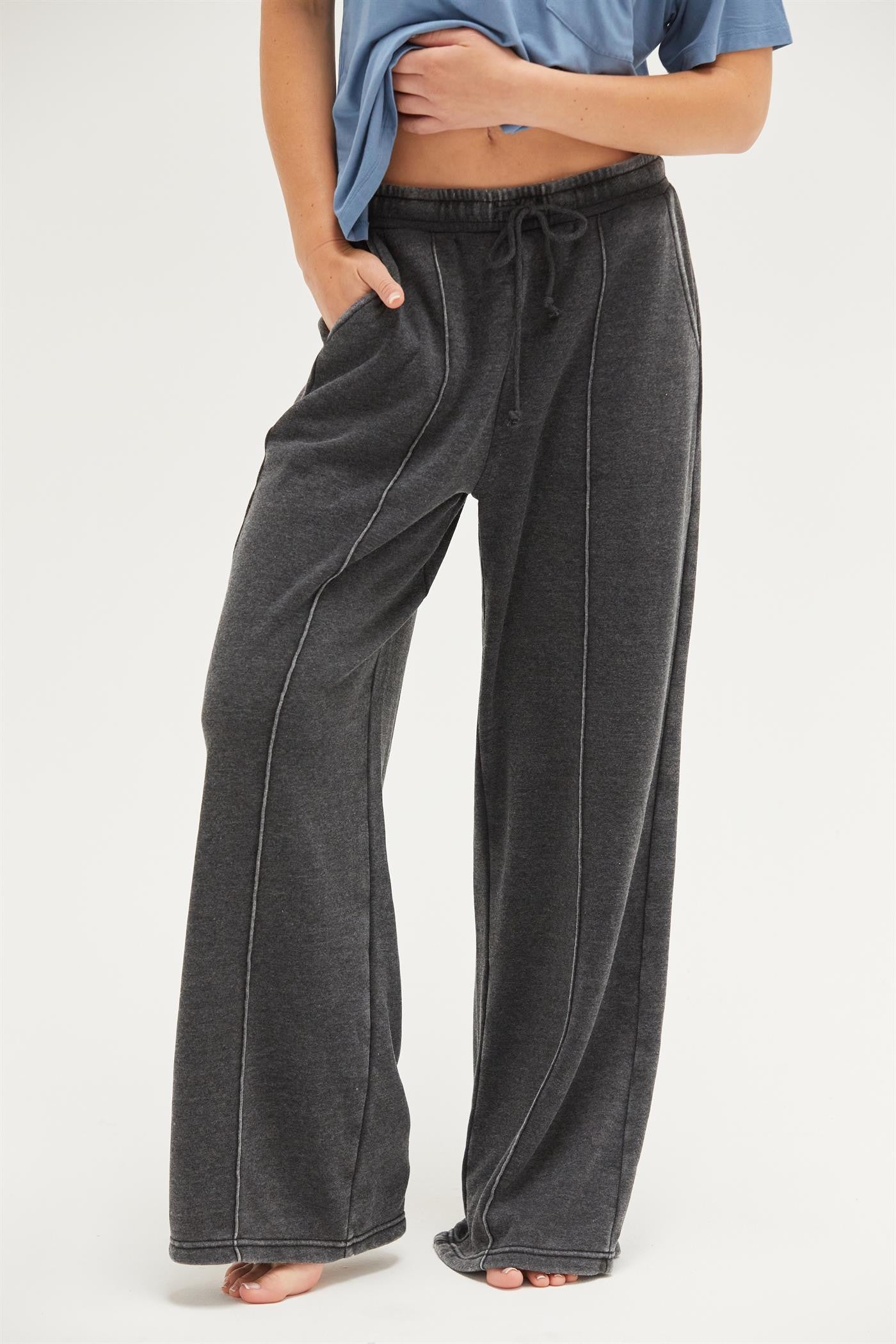 Black High Waist Drawstring Pants