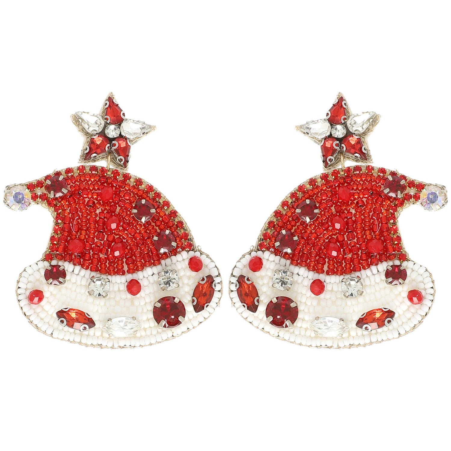 Star Santa Hat Beaded Earrings