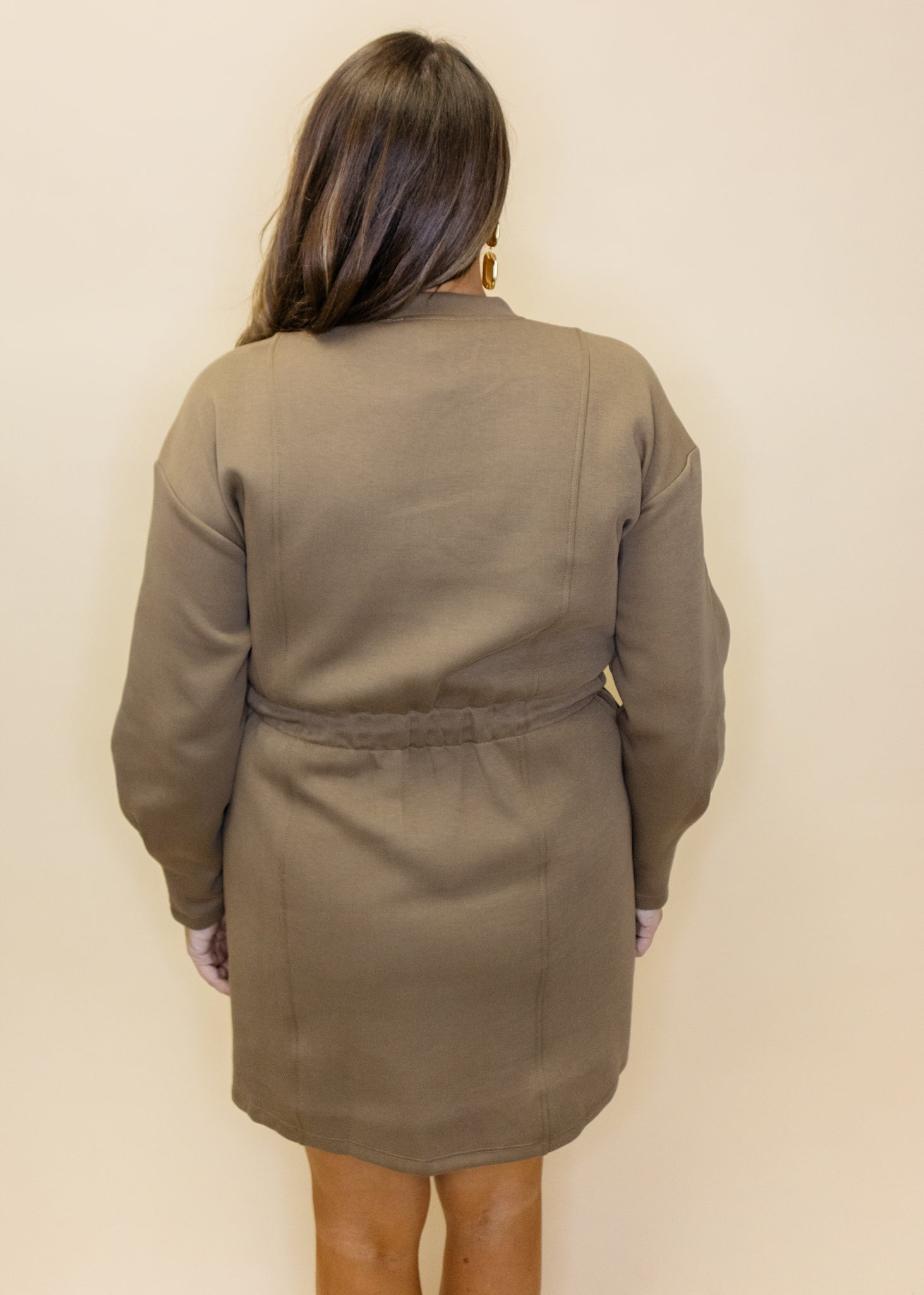 Brown Drawstring Waist Detail Dress