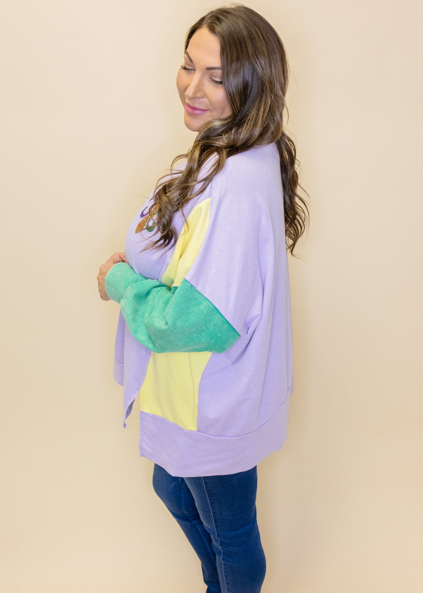 Color Block Fleur De Lis Sweatshirt