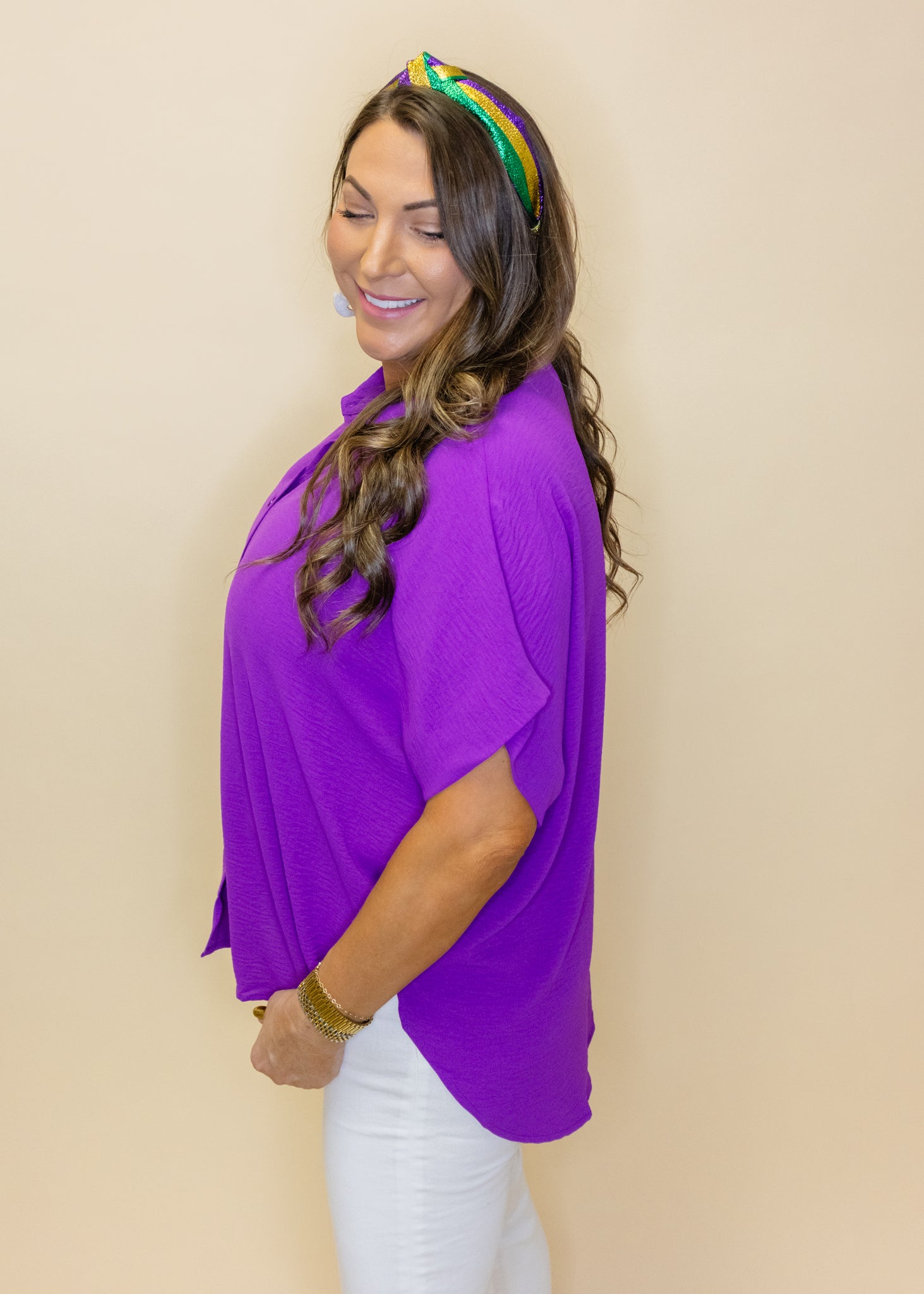 Purple Button Up Flowy Top