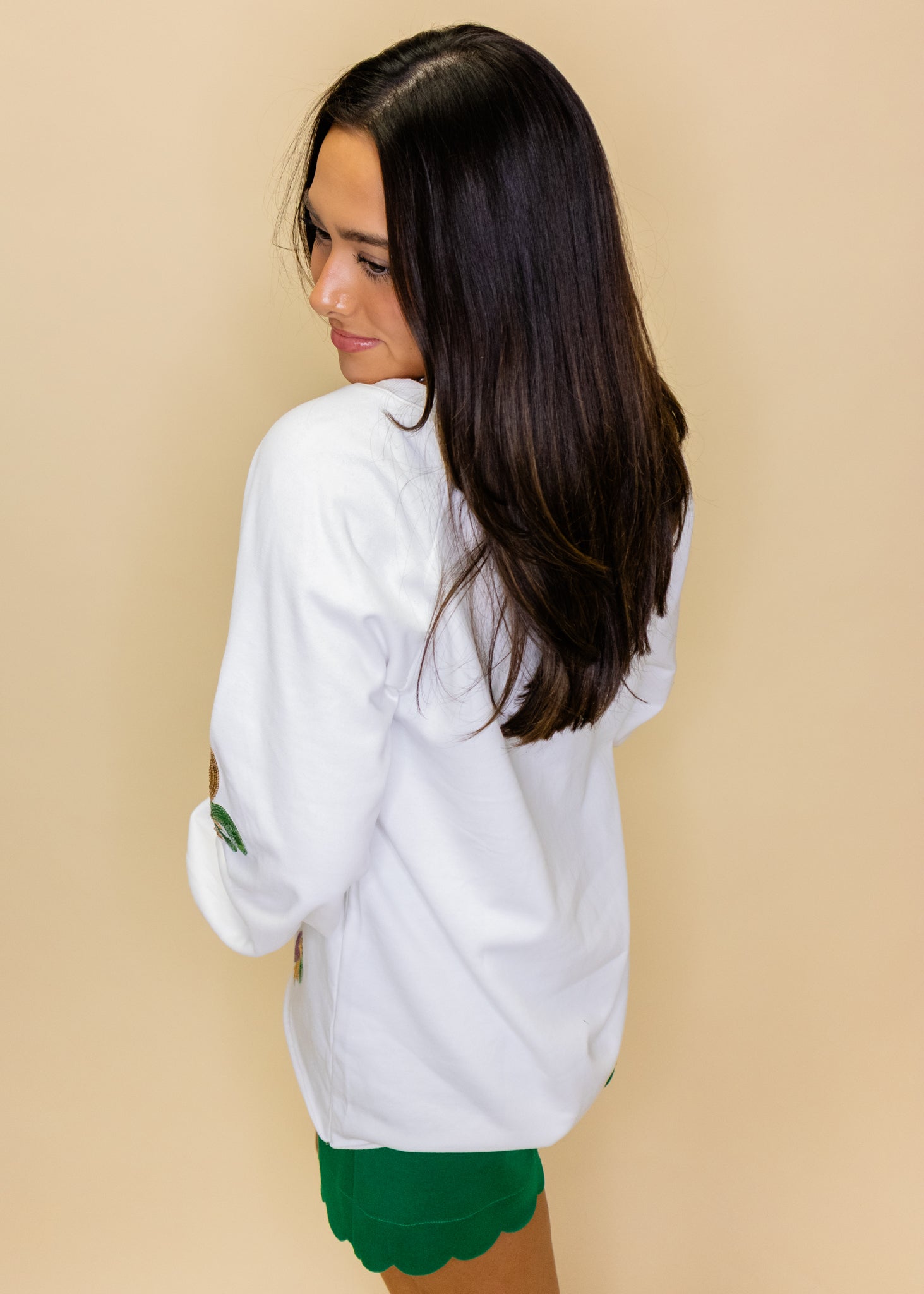 White Fleur-De-Lis Multi Sequin Sweatshirt