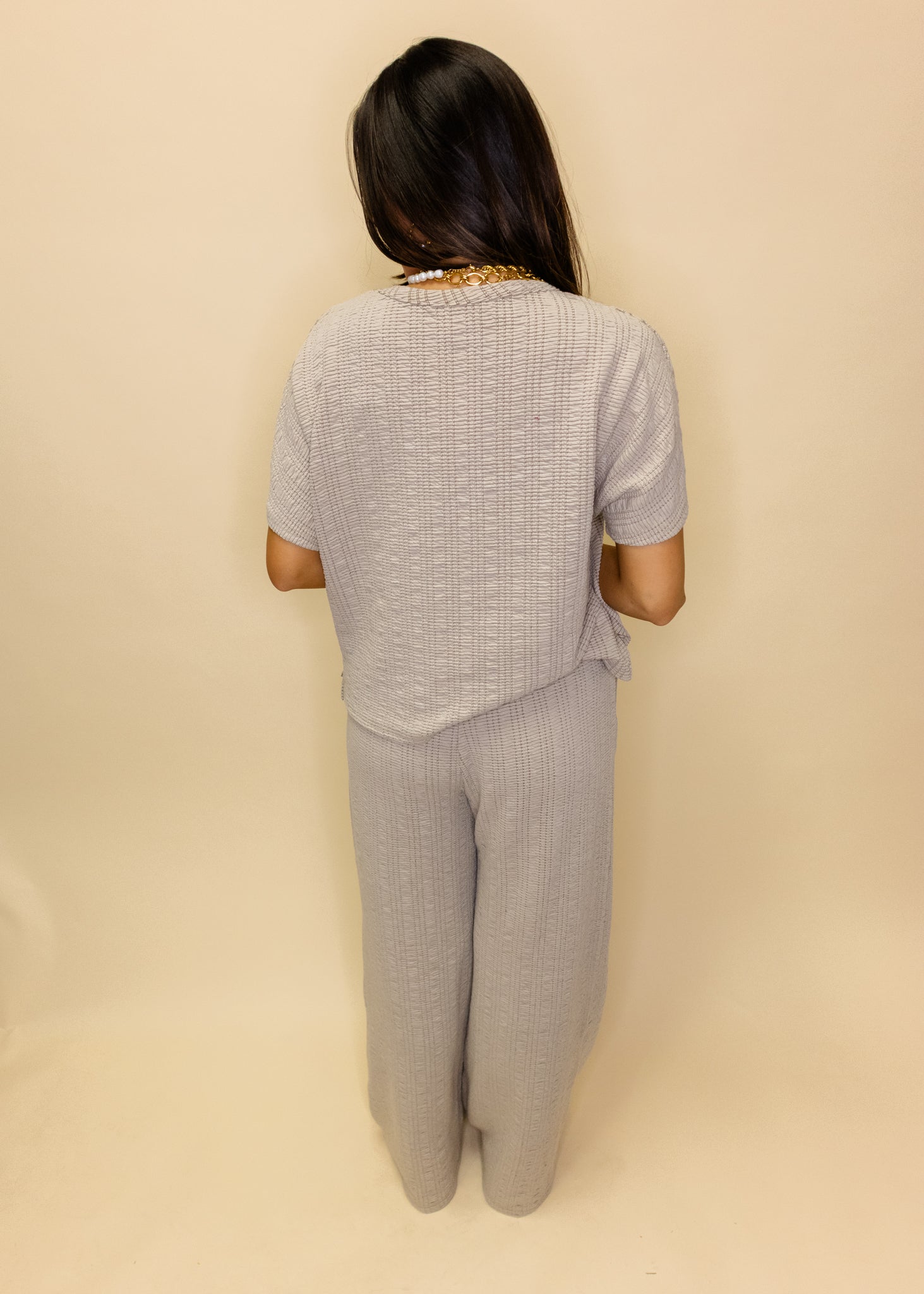 Oatmeal Knit Short Sleeve Top