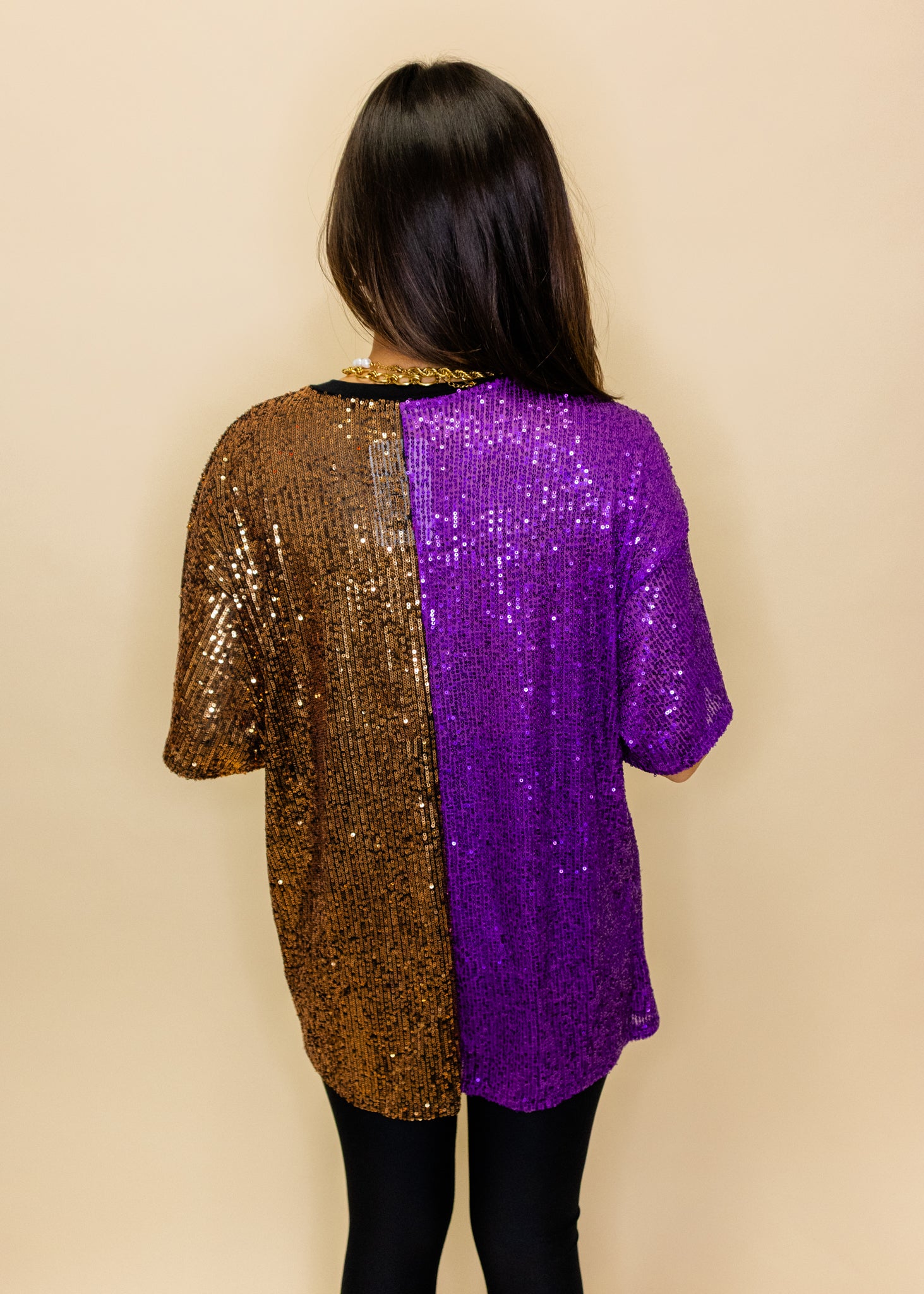 Purple/ Gold Sequin Ovesized Top