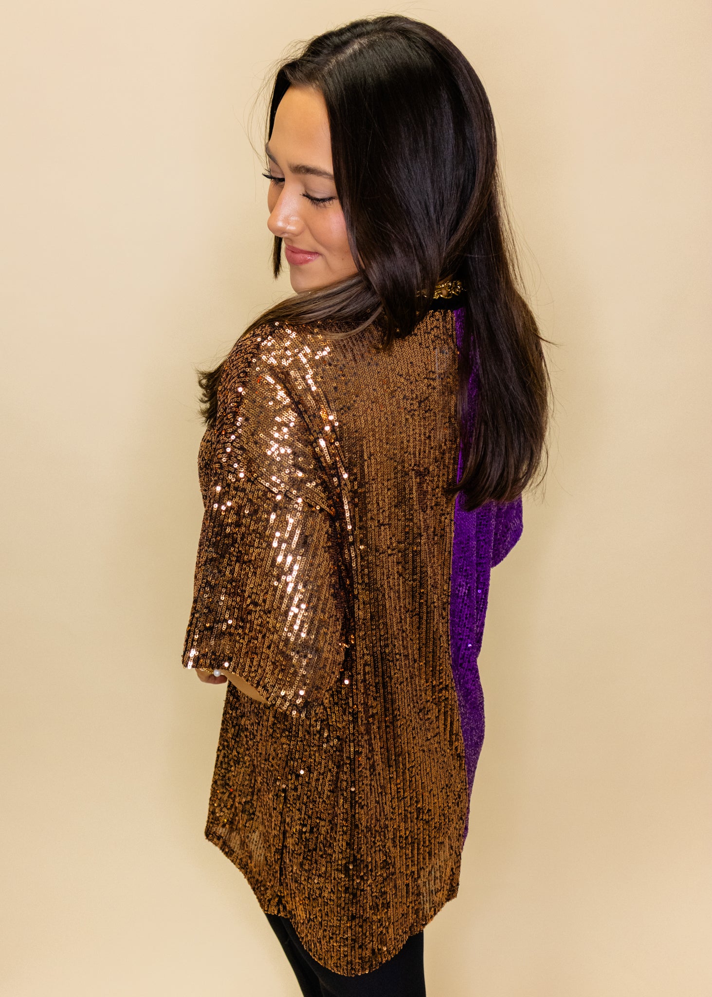 Purple/ Gold Sequin Ovesized Top
