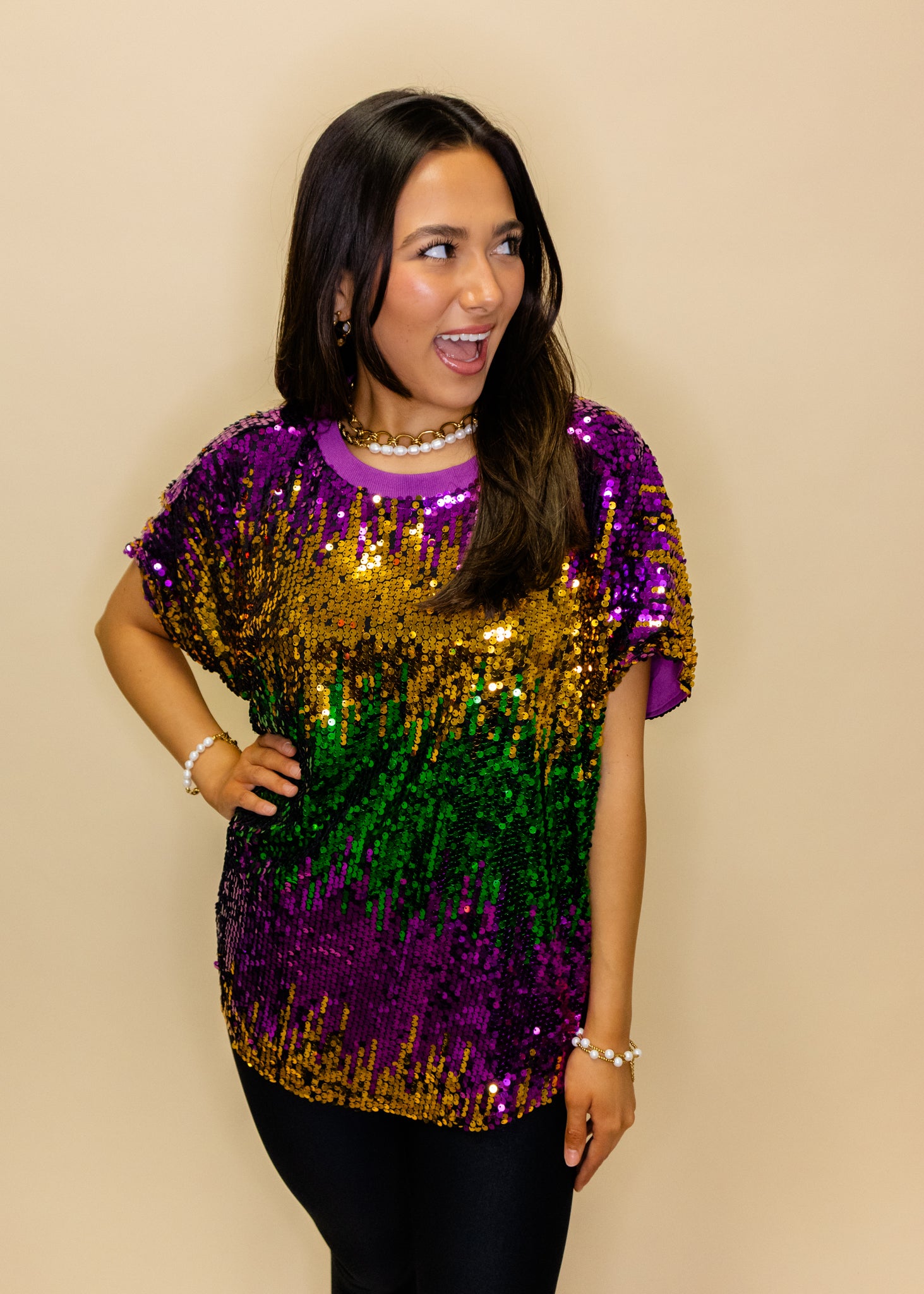 Mardi Gras Sequin Ombre Top