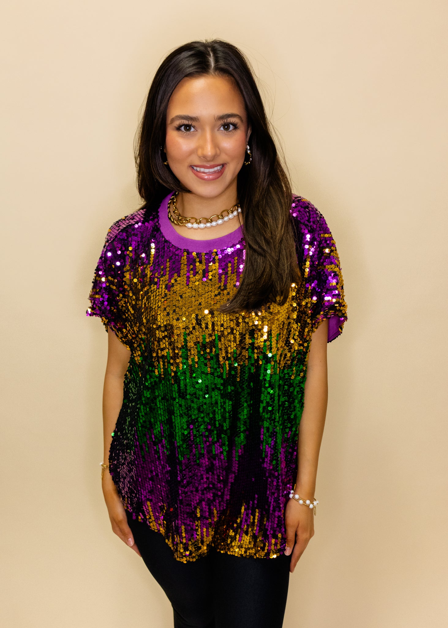 Mardi Gras Sequin Ombre Top