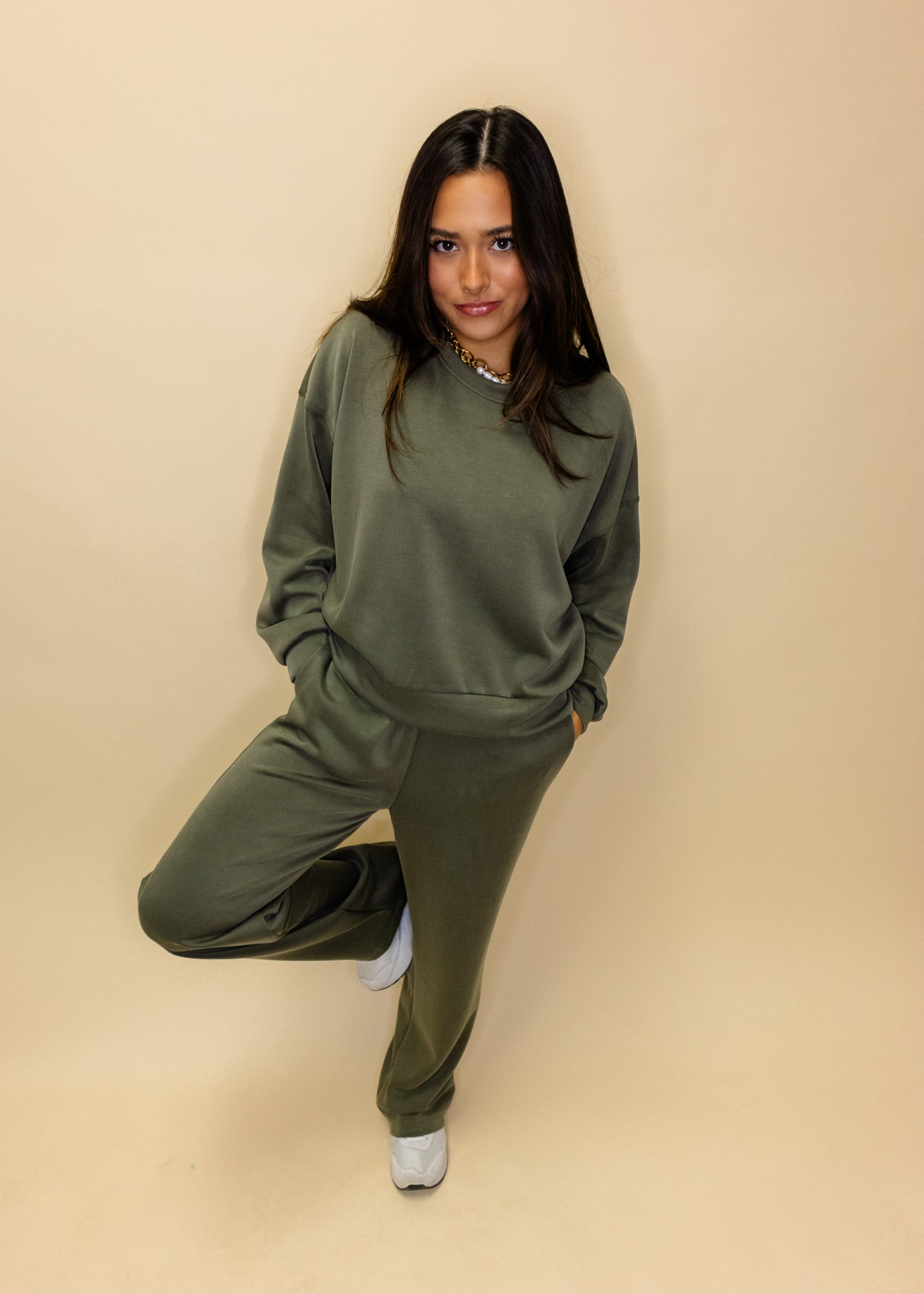 Olive Scuba Wide Leg Set