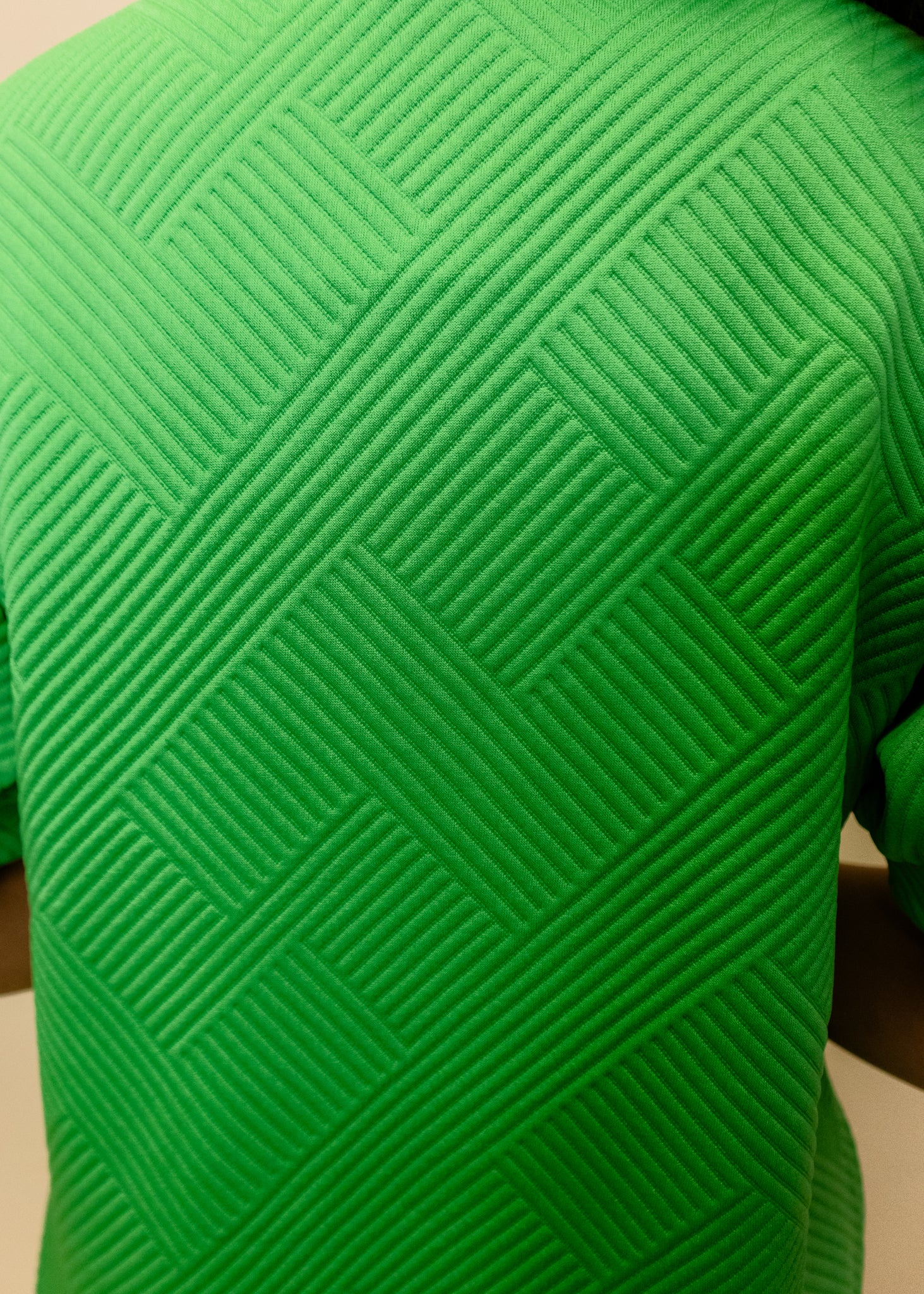 Green Textured Open Collar Dress