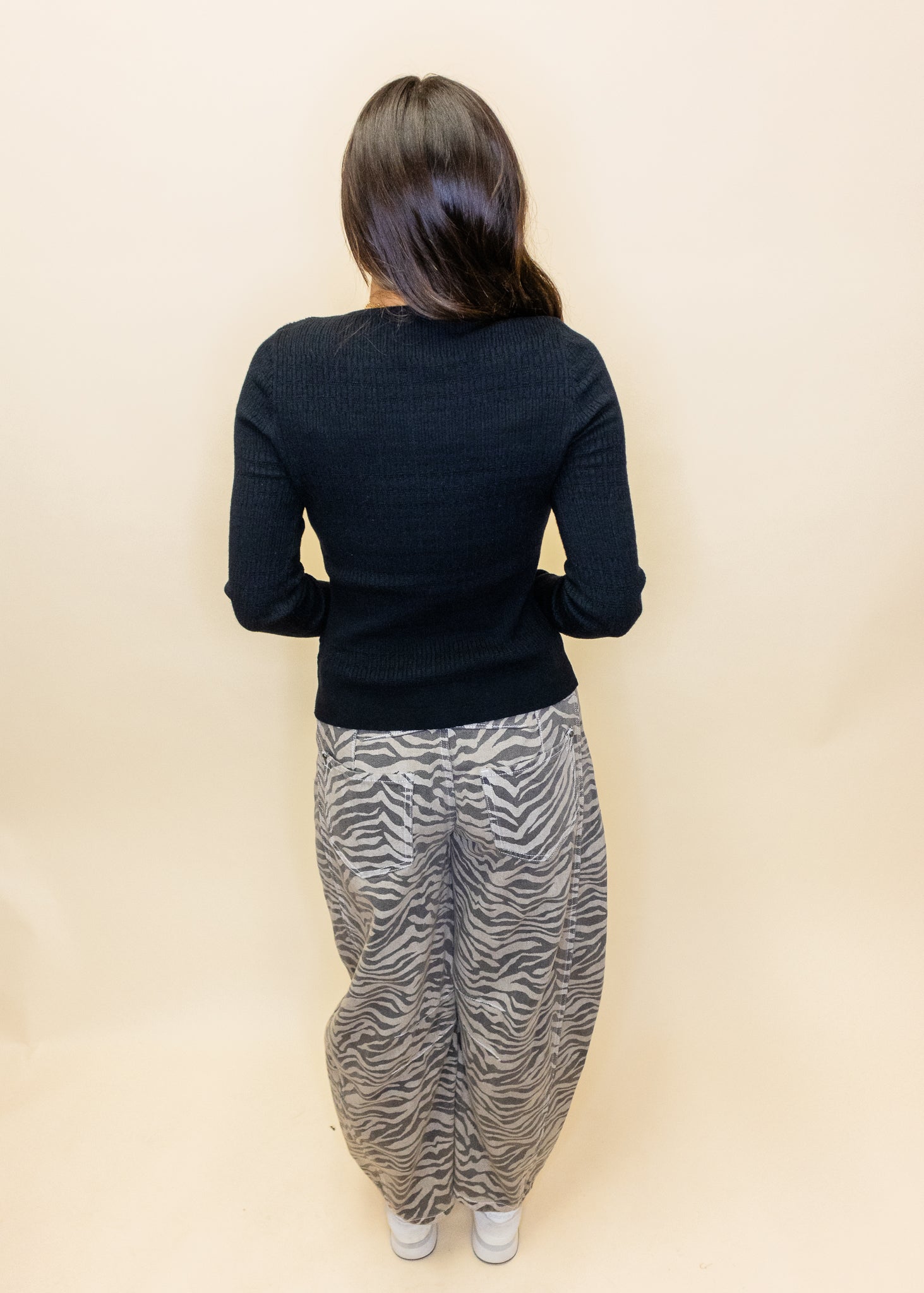 Zebra Print Barrel Jeans