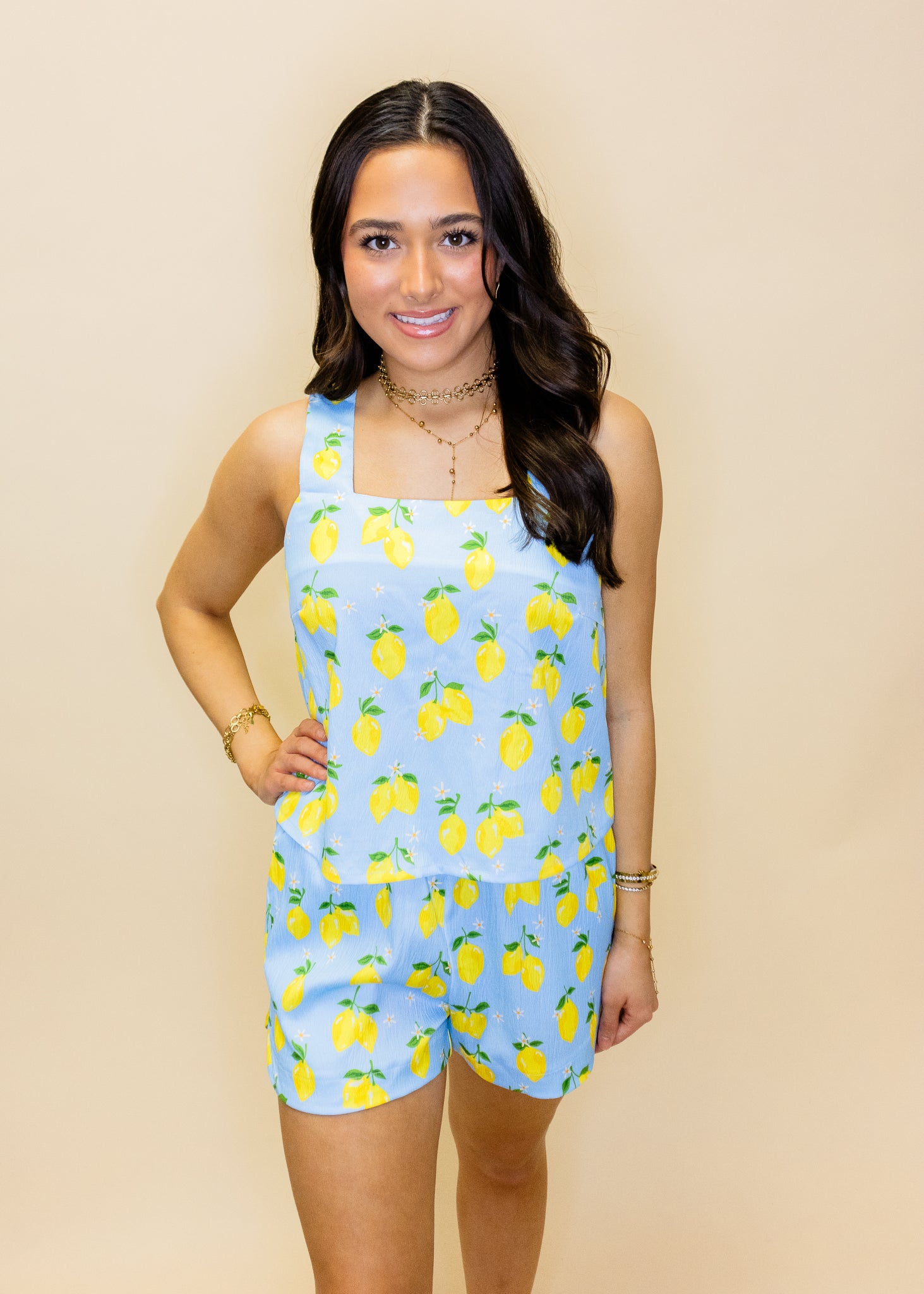 Zesty Lemons Two-Piece Linen Set