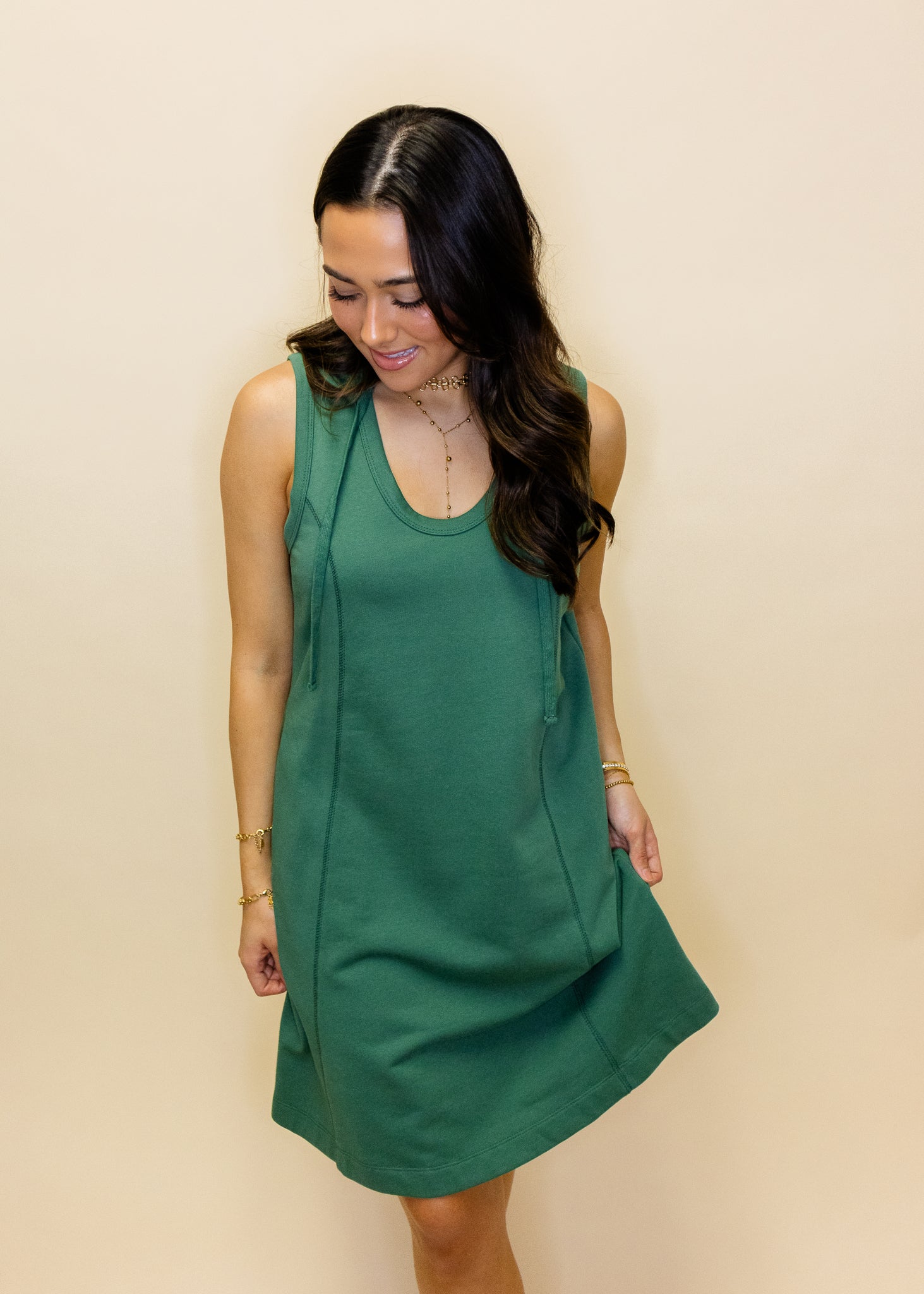 Green Sweatshirt Hoodie Dress