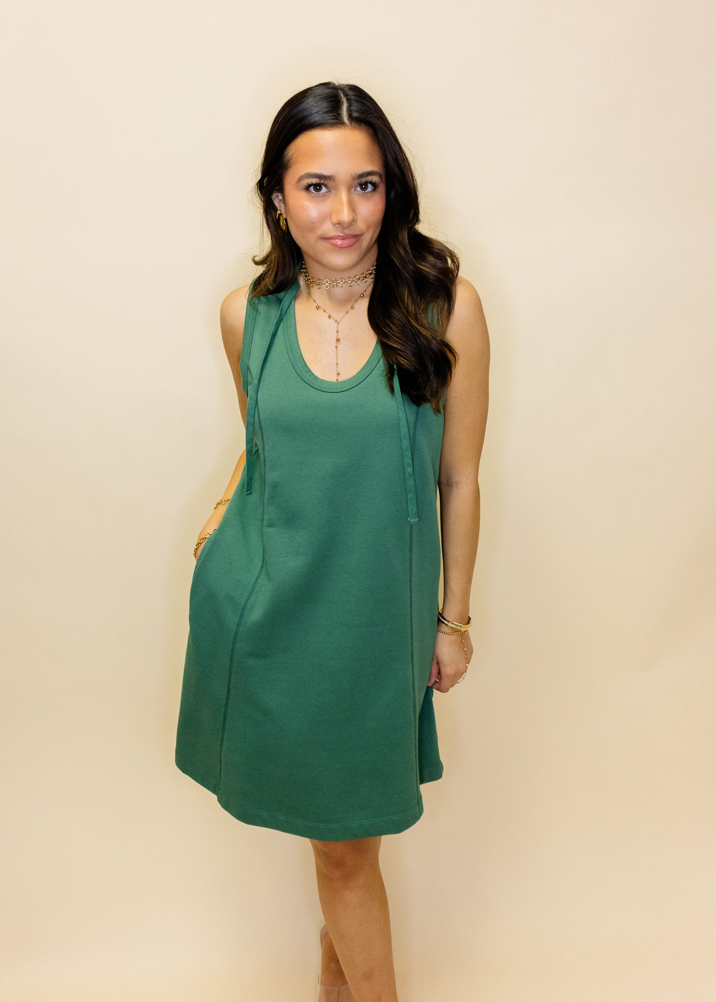 Green Sweatshirt Hoodie Dress