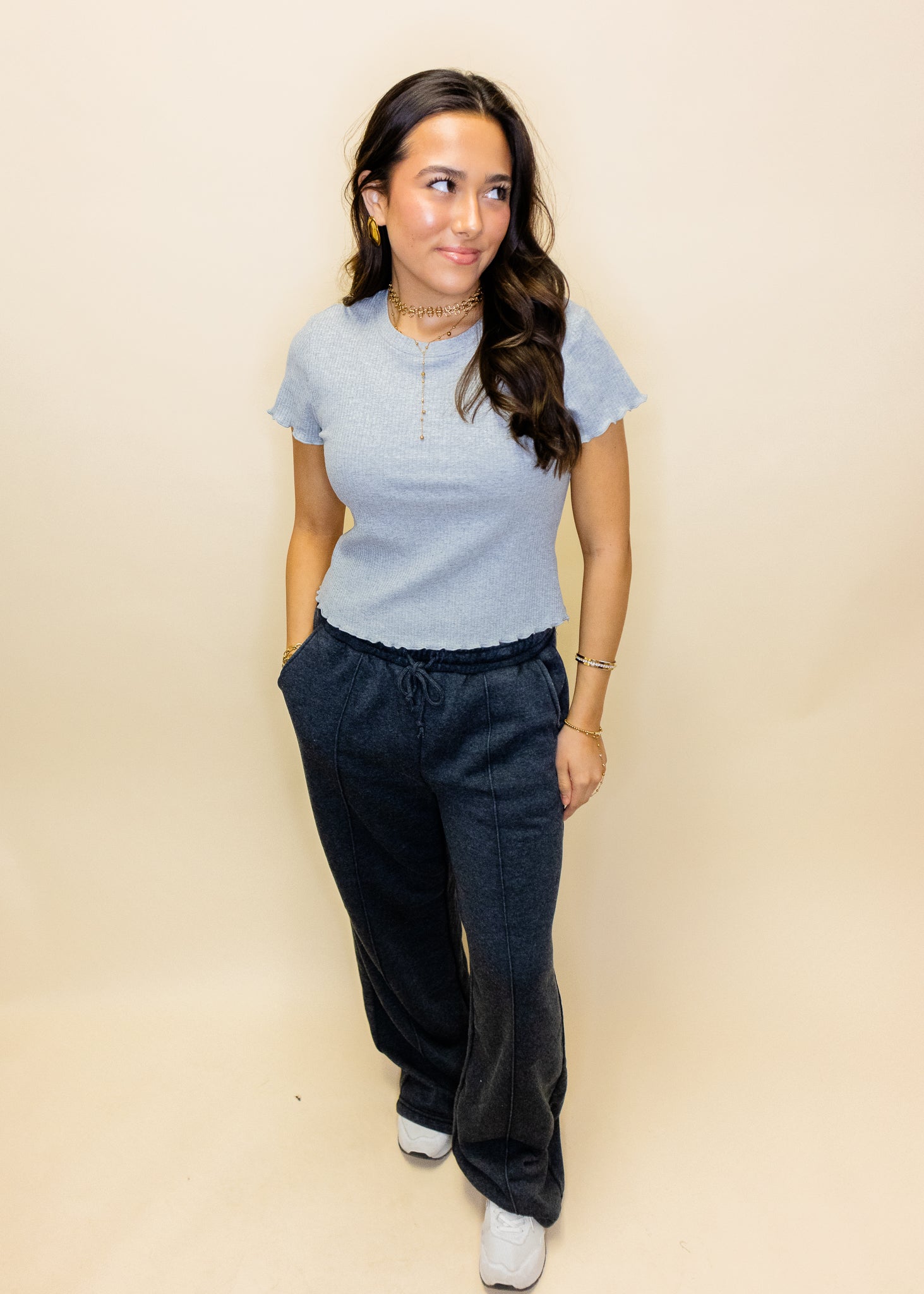 Black High Waist Drawstring Pants