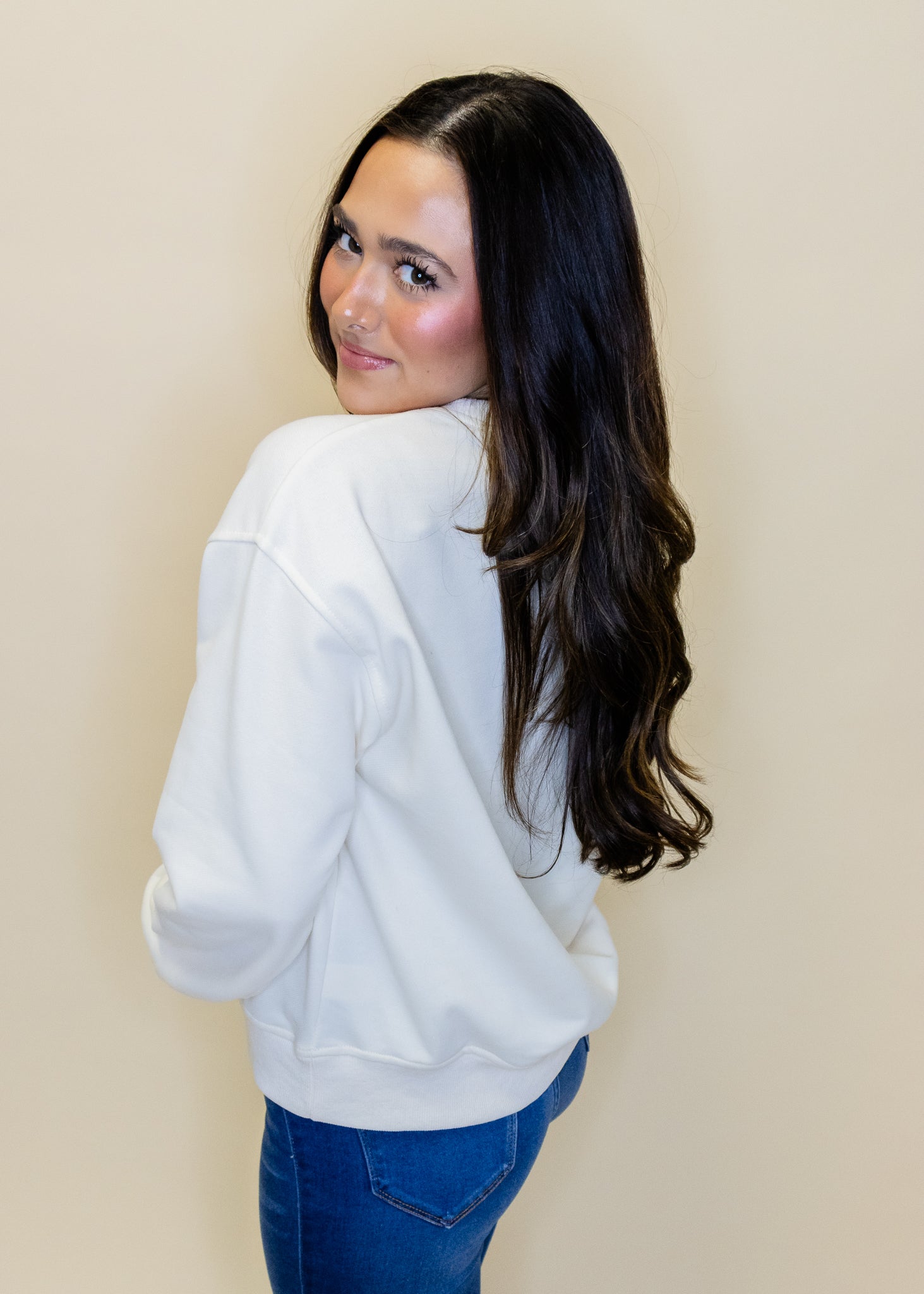 Cream Patchwork Heart Sweatshirt