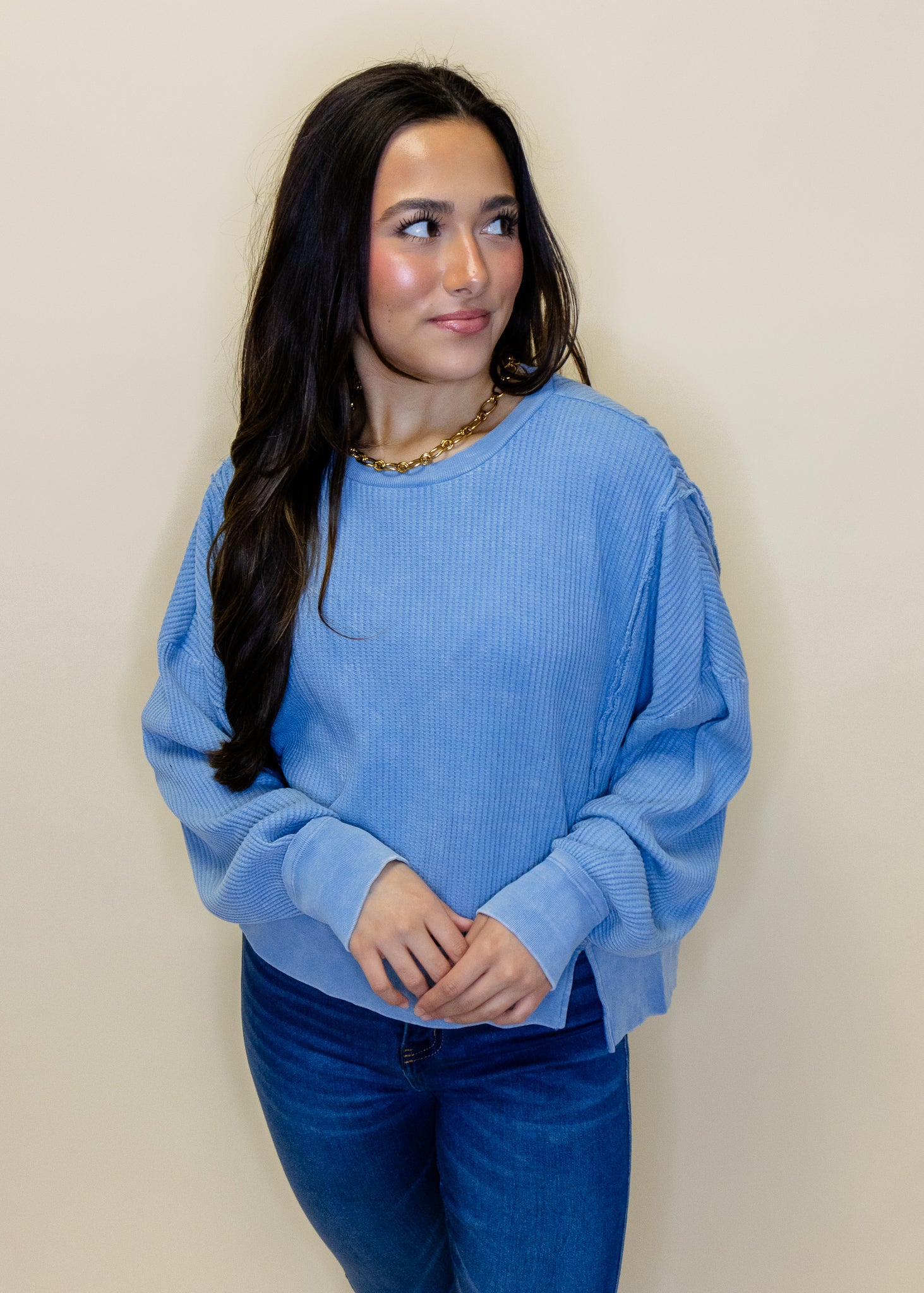 Blue Cropped Sweatshirt