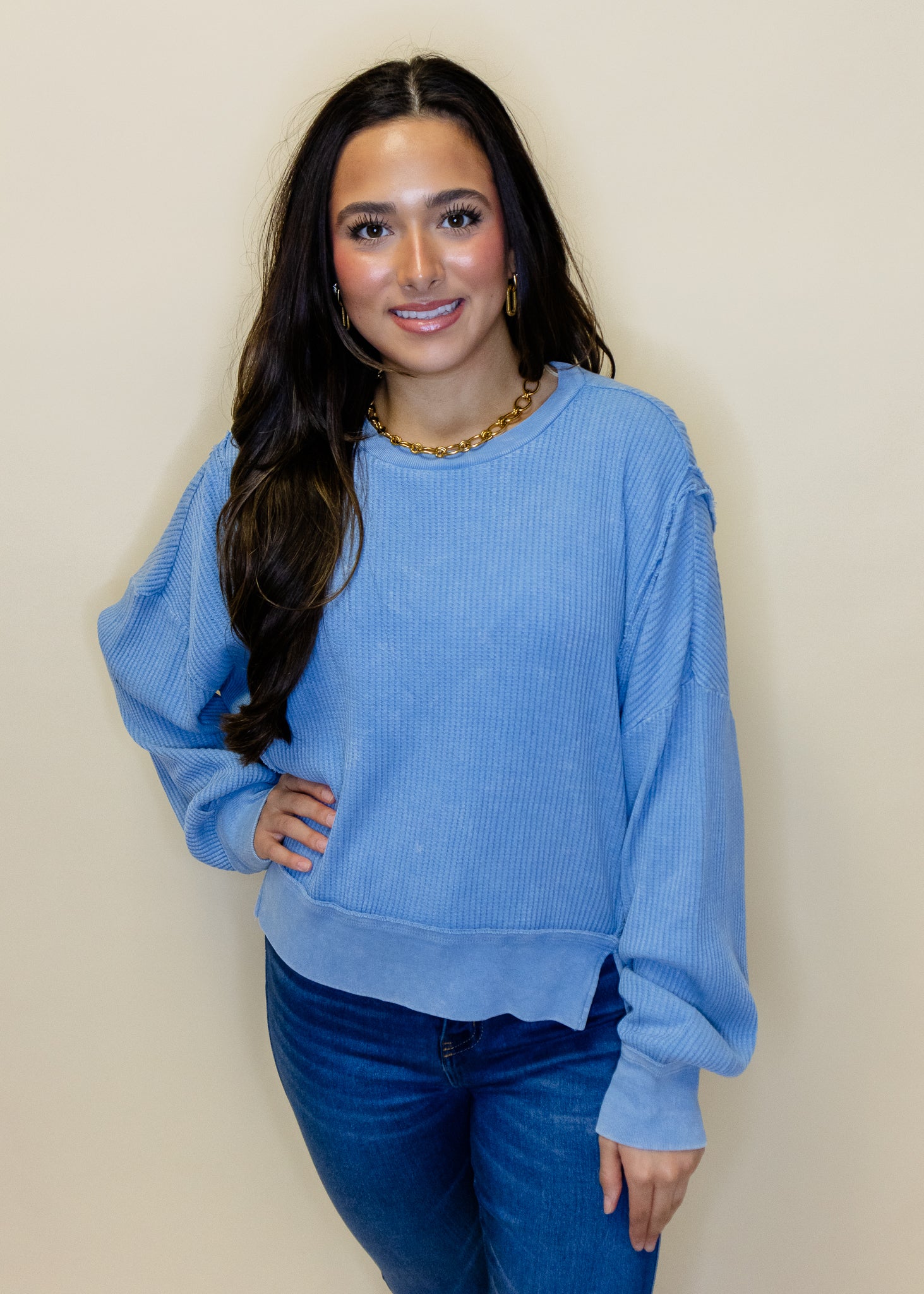 Blue Cropped Sweatshirt