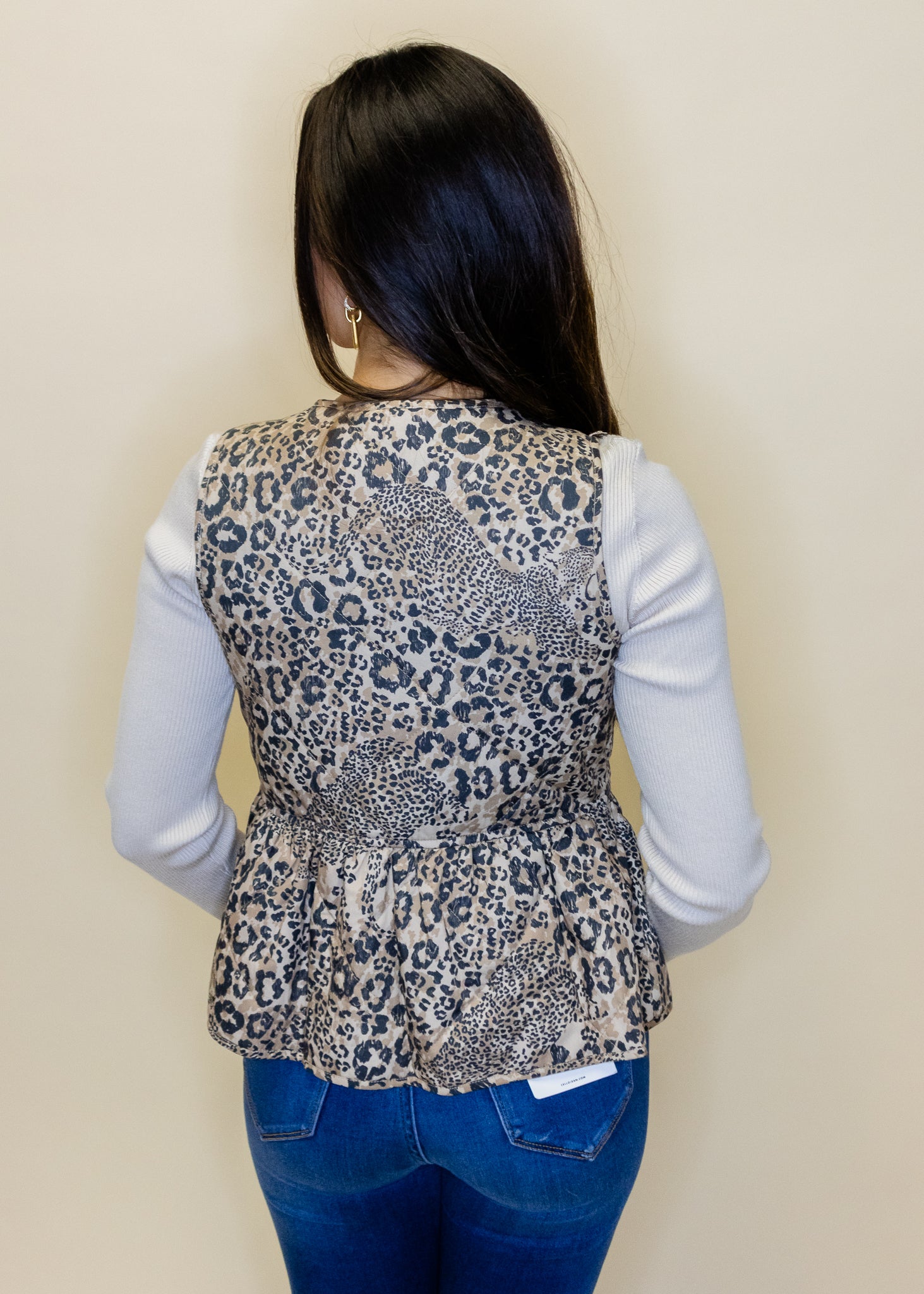 Leopard Quilted Bow Vest