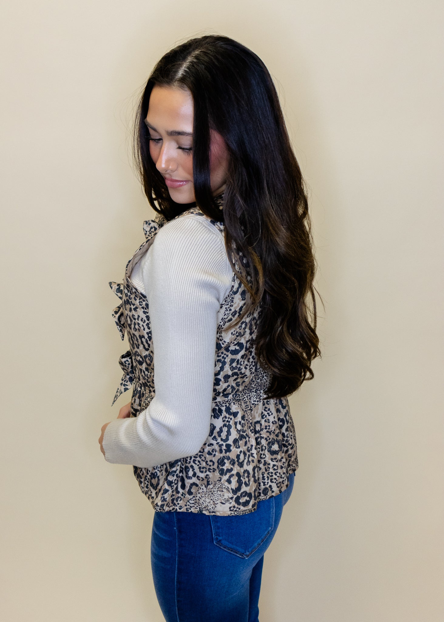 Leopard Quilted Bow Vest